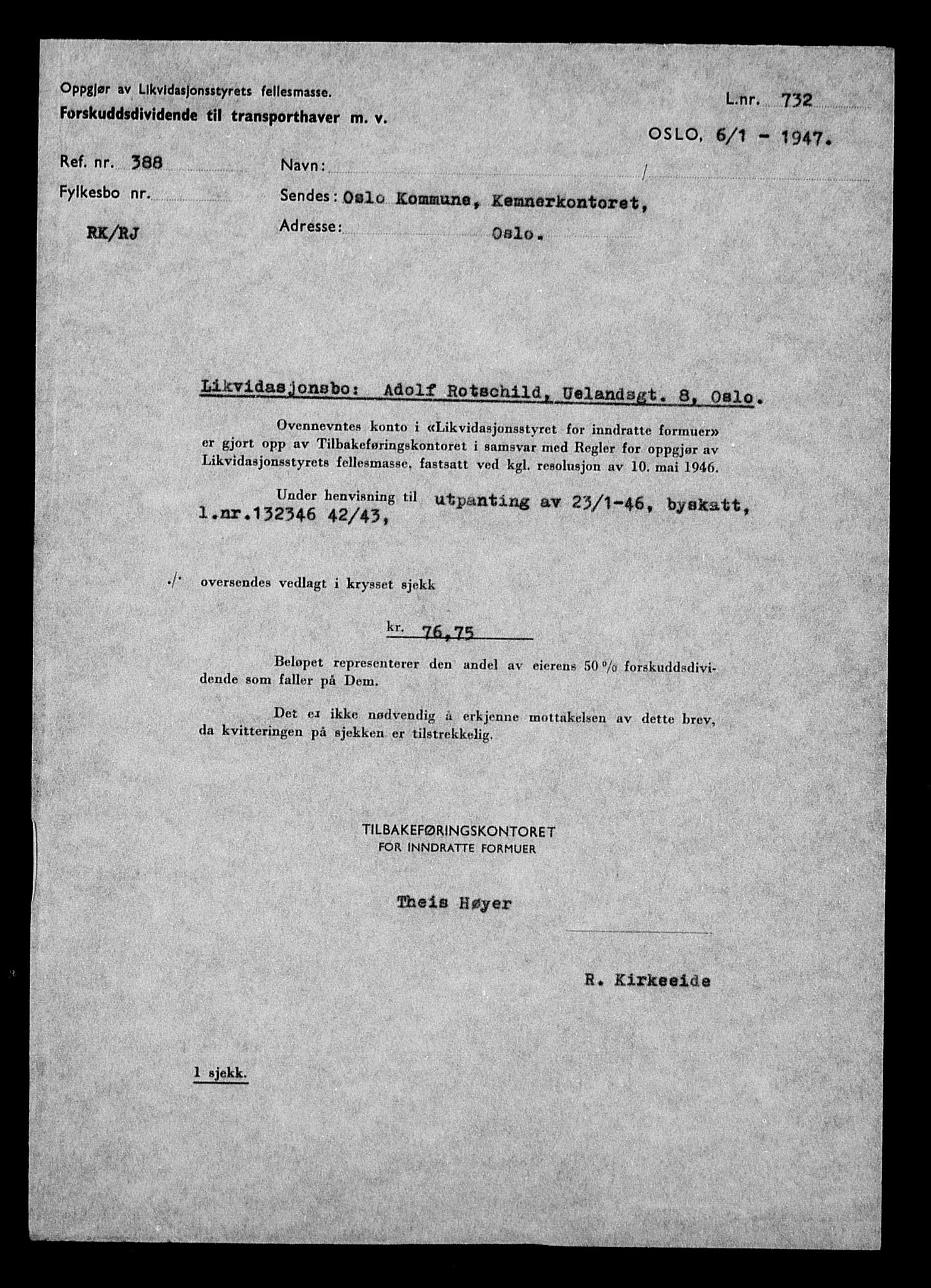 Justisdepartementet, Tilbakeføringskontoret for inndratte formuer, AV/RA-S-1564/H/Hc/Hcc/L0974: --, 1945-1947, p. 330