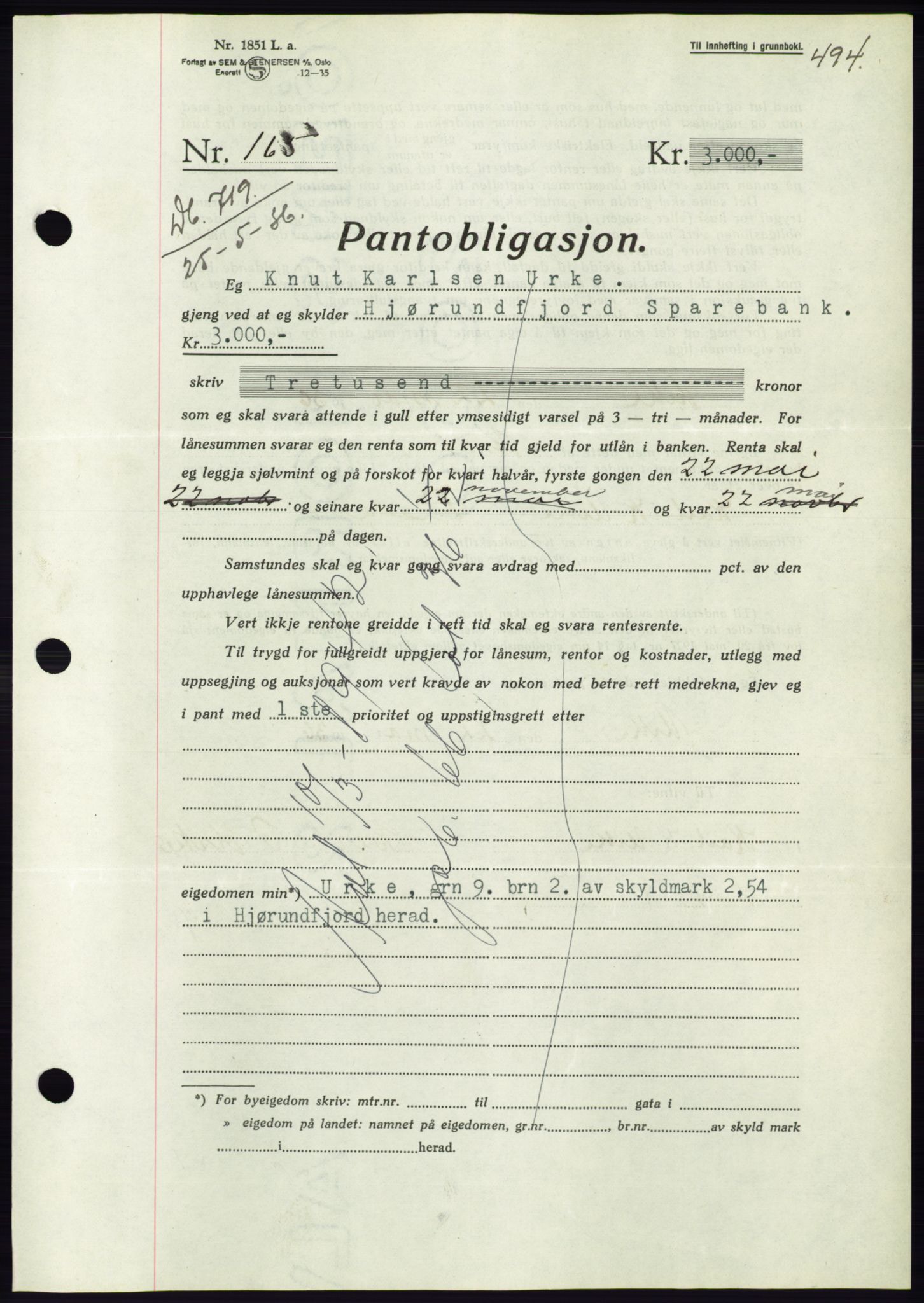 Søre Sunnmøre sorenskriveri, AV/SAT-A-4122/1/2/2C/L0060: Mortgage book no. 54, 1935-1936, Deed date: 25.05.1936