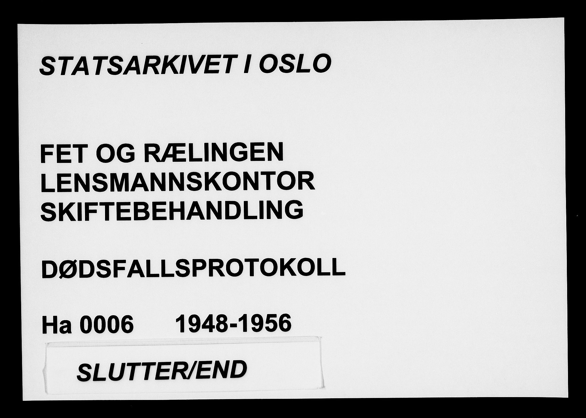 Fet og Rælingen lensmannskontor, SAO/A-10769/H/Ha/L0006: Dødsfallsprotokoll, 1948-1956