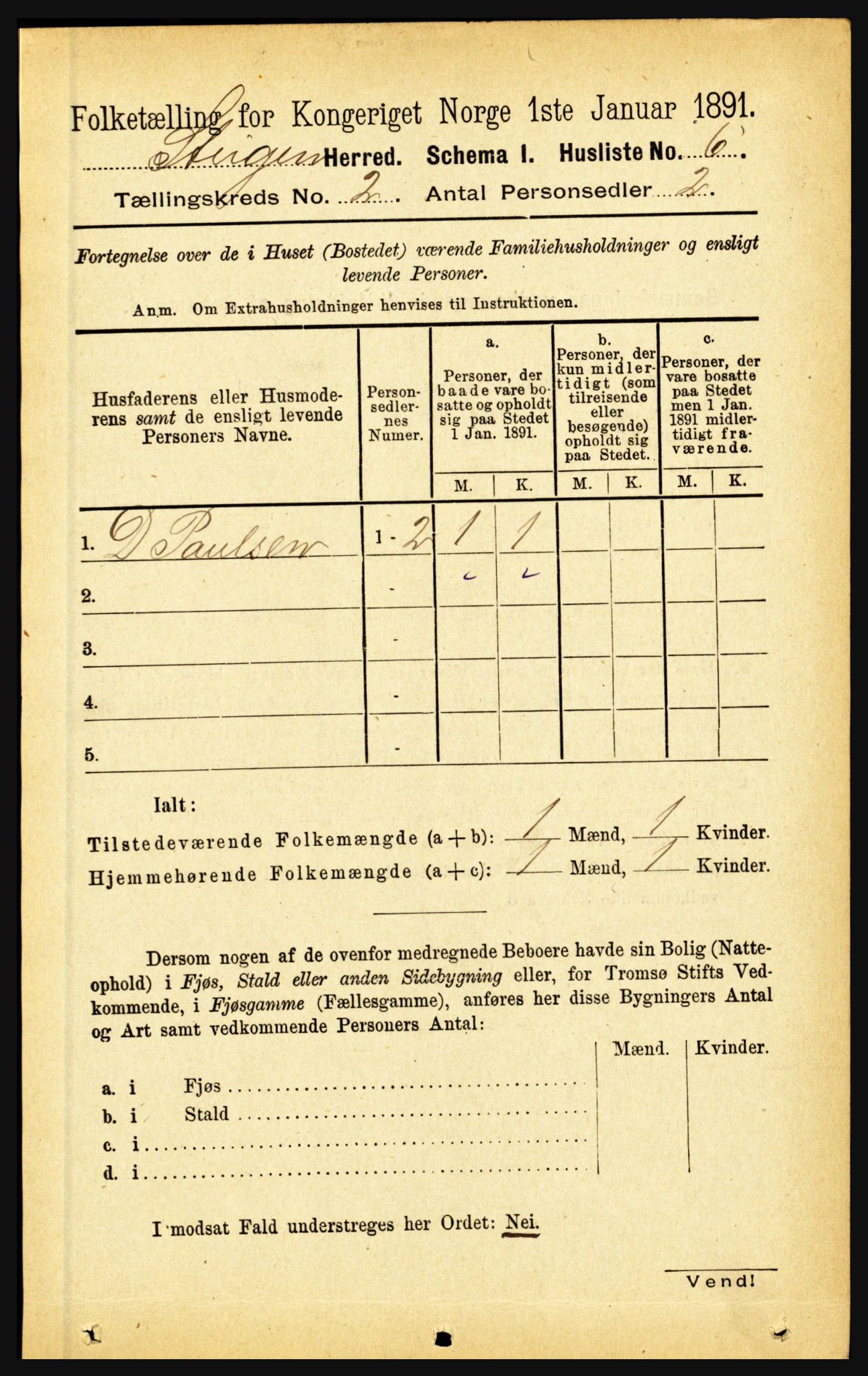 RA, 1891 census for 1848 Steigen, 1891, p. 619