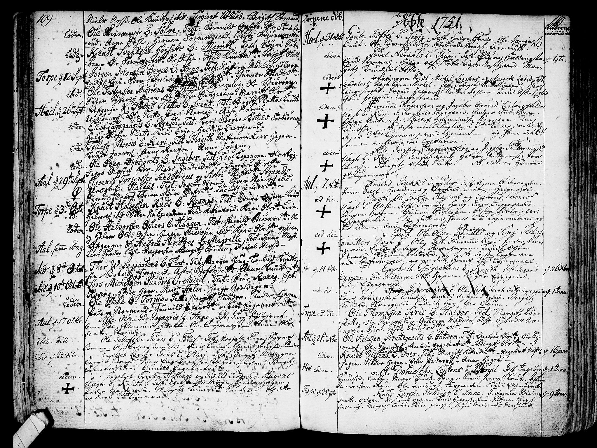 Ål kirkebøker, SAKO/A-249/F/Fa/L0001: Parish register (official) no. I 1, 1744-1769, p. 109-110