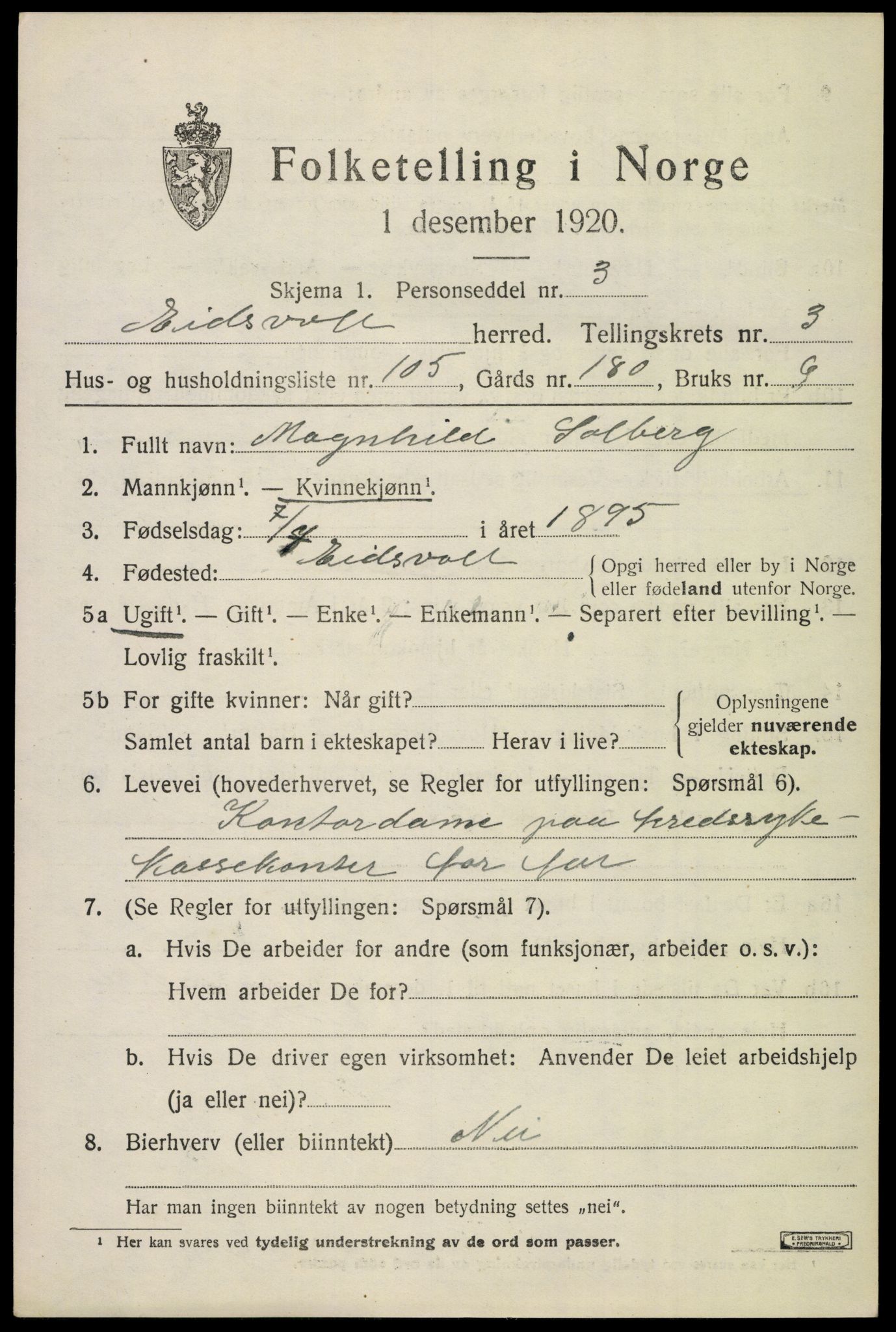 SAO, 1920 census for Eidsvoll, 1920, p. 8877