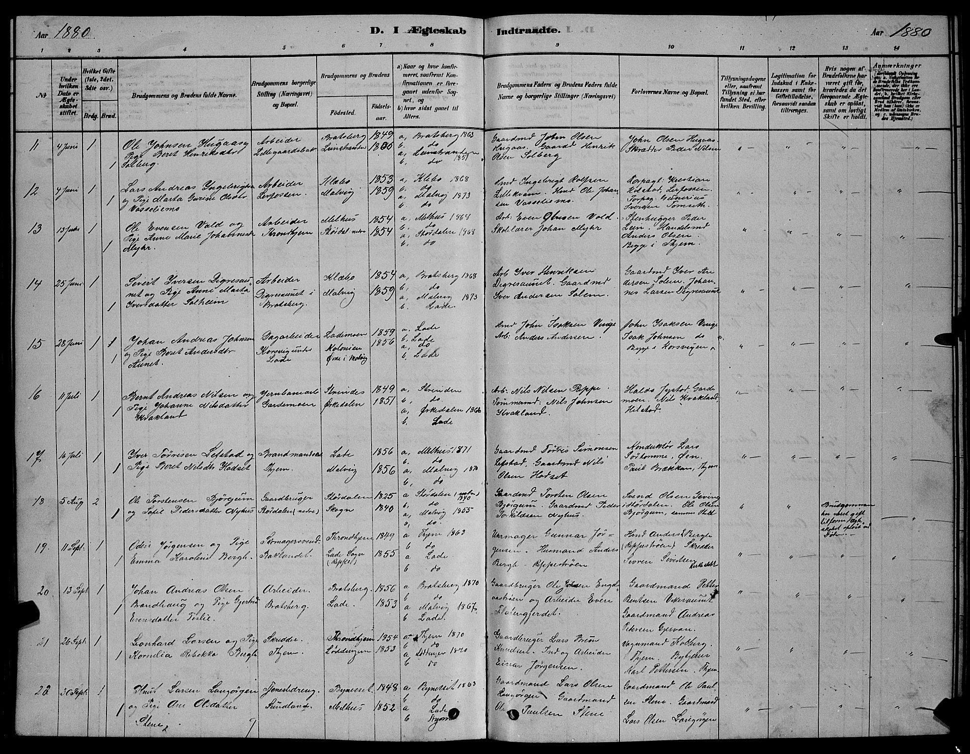 Ministerialprotokoller, klokkerbøker og fødselsregistre - Sør-Trøndelag, AV/SAT-A-1456/606/L0312: Parish register (copy) no. 606C08, 1878-1894