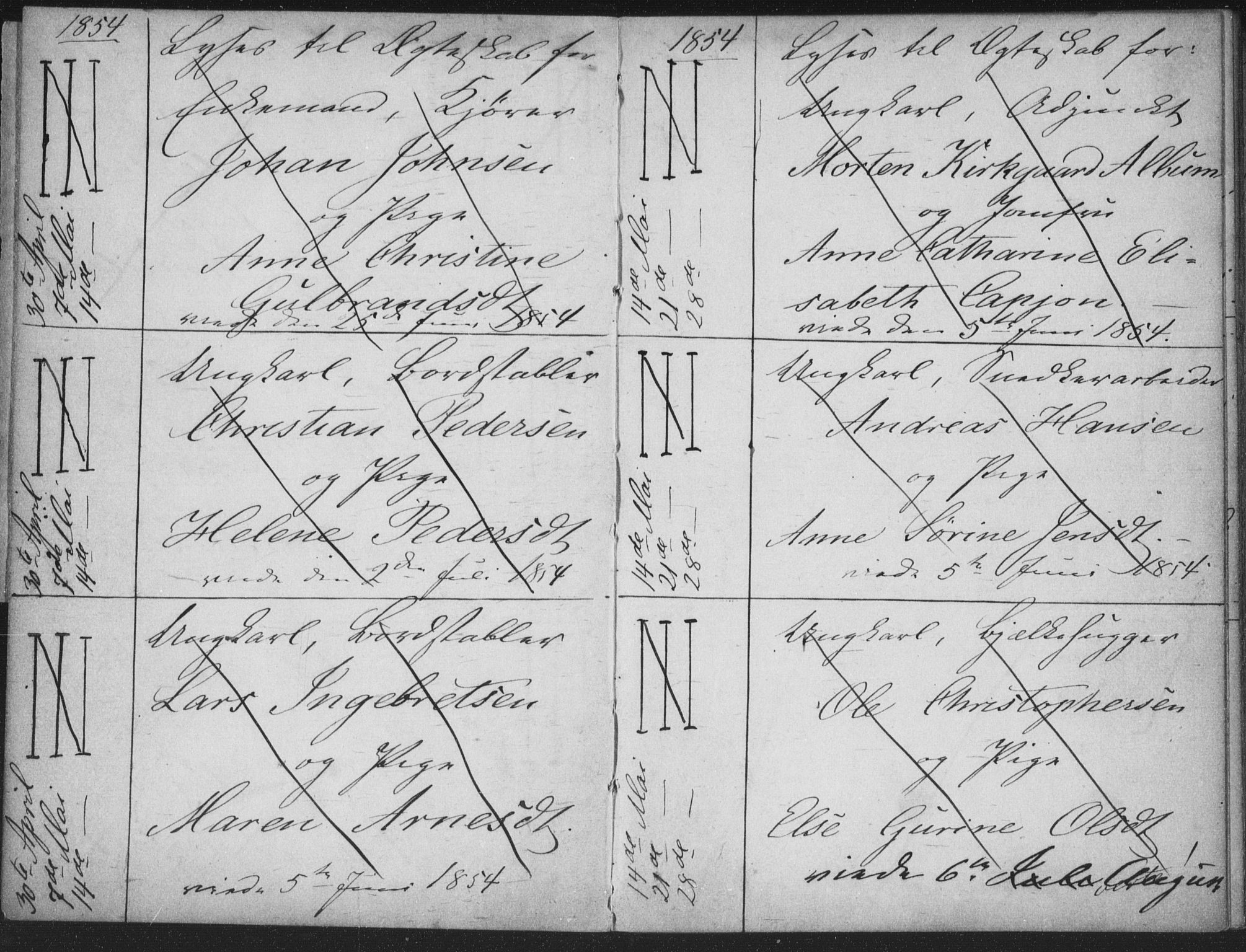 Bragernes kirkebøker, AV/SAKO-A-6/H/Ha/L0003: Banns register no. 3, 1854-1859