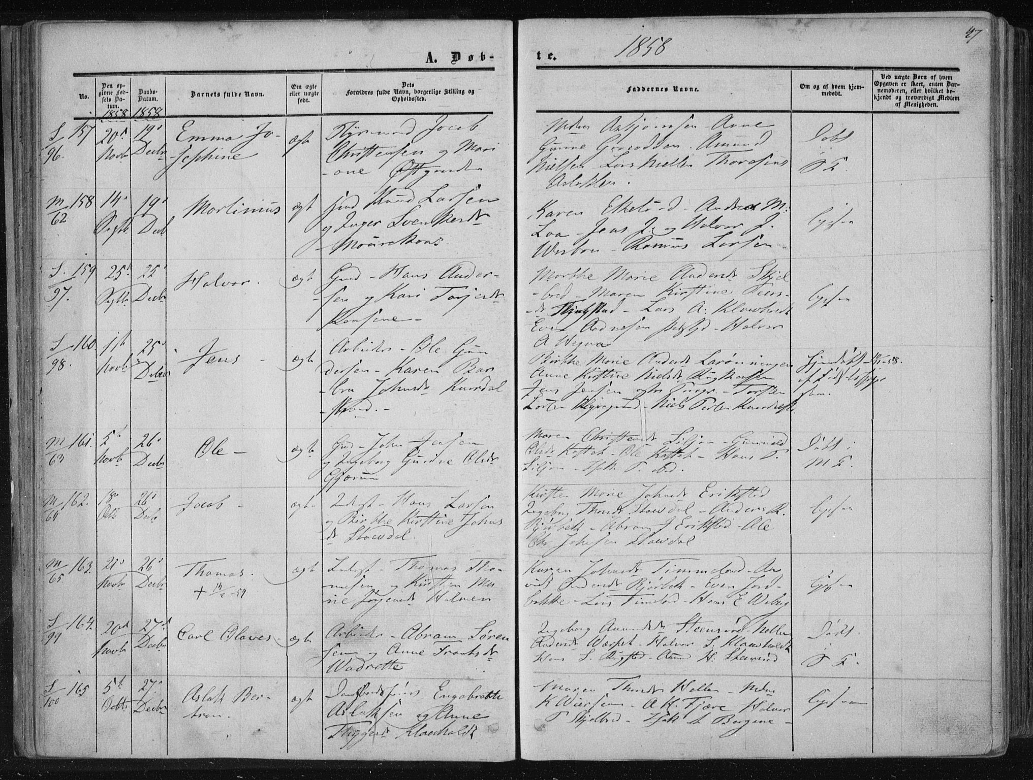 Solum kirkebøker, SAKO/A-306/F/Fa/L0007: Parish register (official) no. I 7, 1856-1864, p. 47