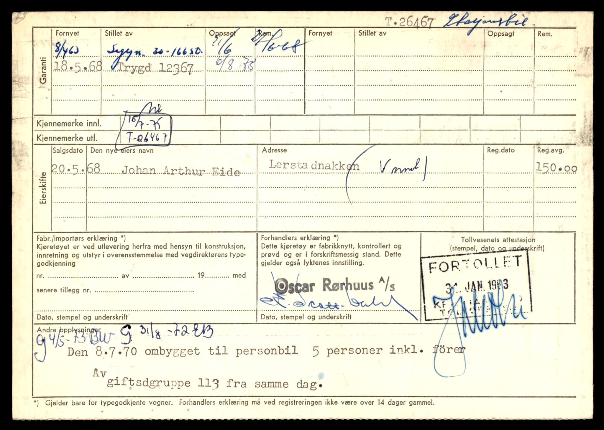 Møre og Romsdal vegkontor - Ålesund trafikkstasjon, AV/SAT-A-4099/F/Fe/L0073: Registreringskort for kjøretøy T 26467 - T 27069, 1927-1998, p. 2