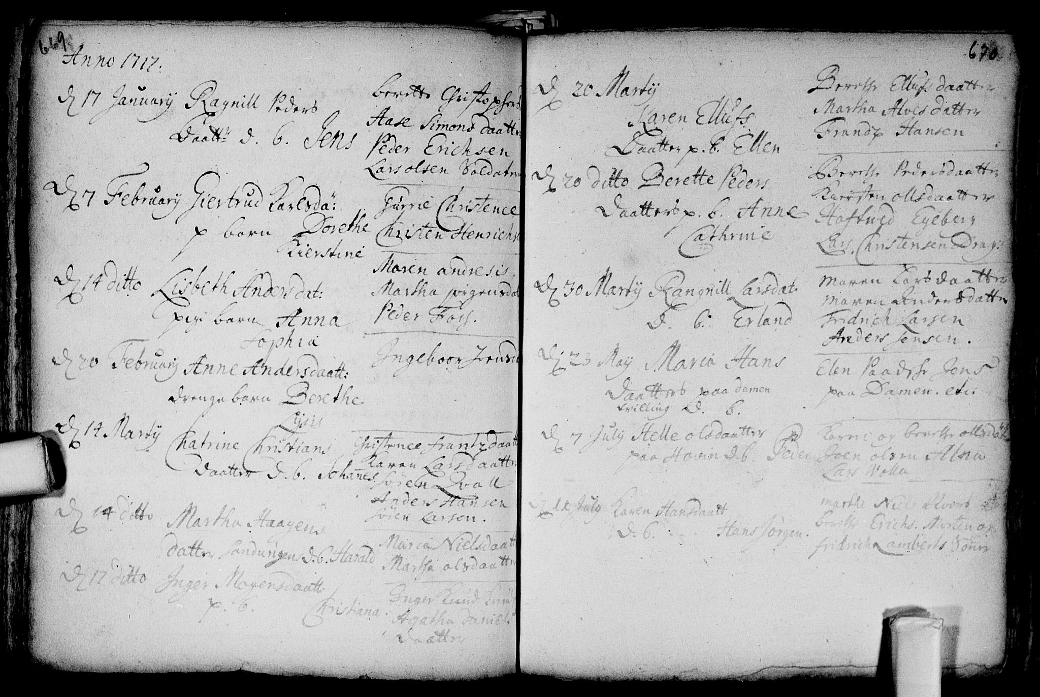 Aker prestekontor kirkebøker, AV/SAO-A-10861/F/L0002: Parish register (official) no. 2, 1714-1720, p. 669-670