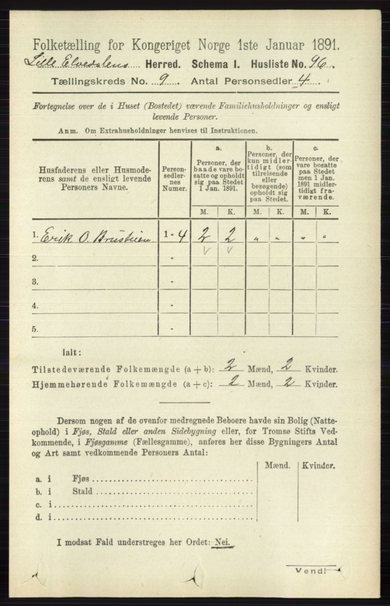 RA, 1891 census for 0438 Lille Elvedalen, 1891, p. 2797