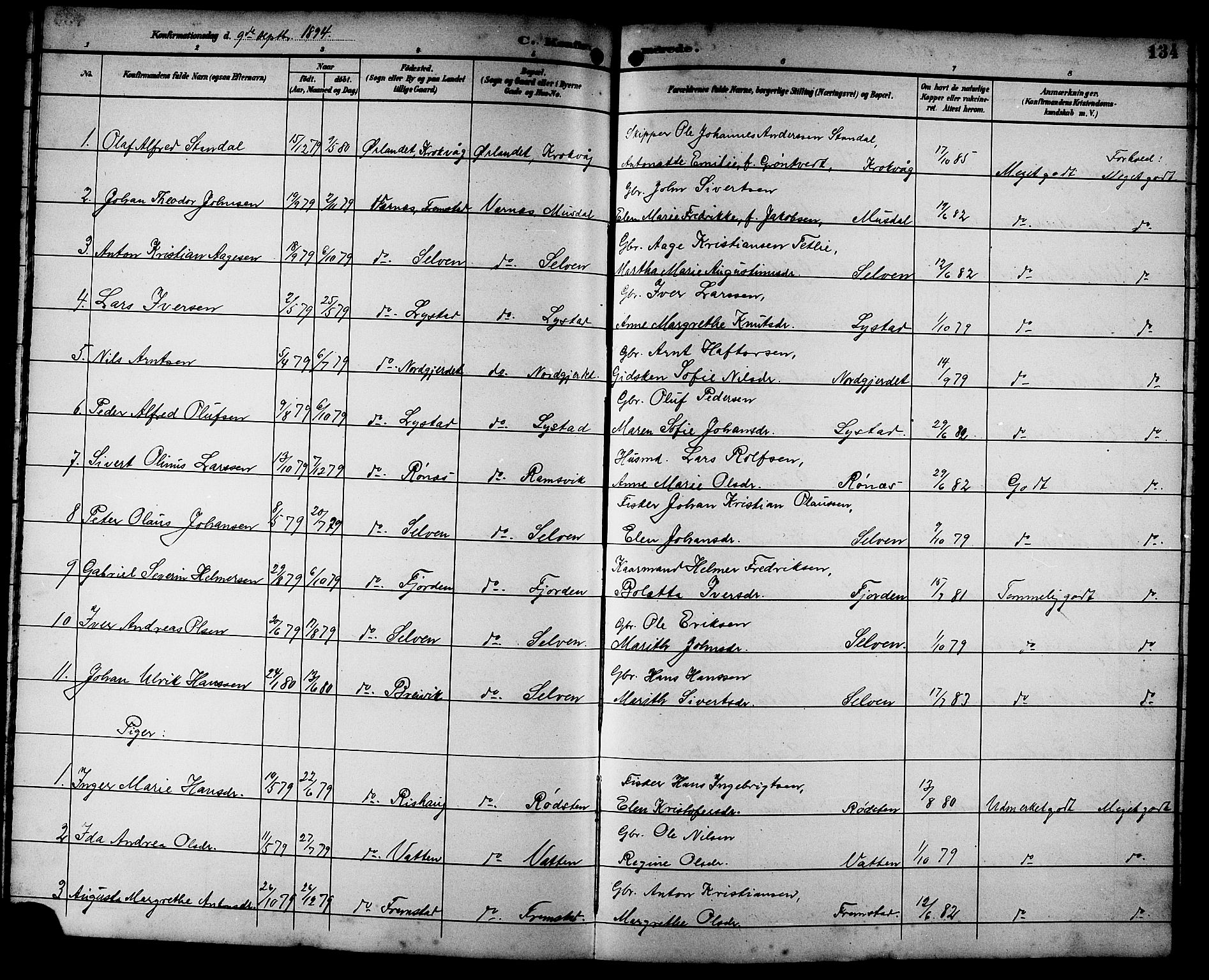 Ministerialprotokoller, klokkerbøker og fødselsregistre - Sør-Trøndelag, SAT/A-1456/662/L0757: Parish register (copy) no. 662C02, 1892-1918, p. 134
