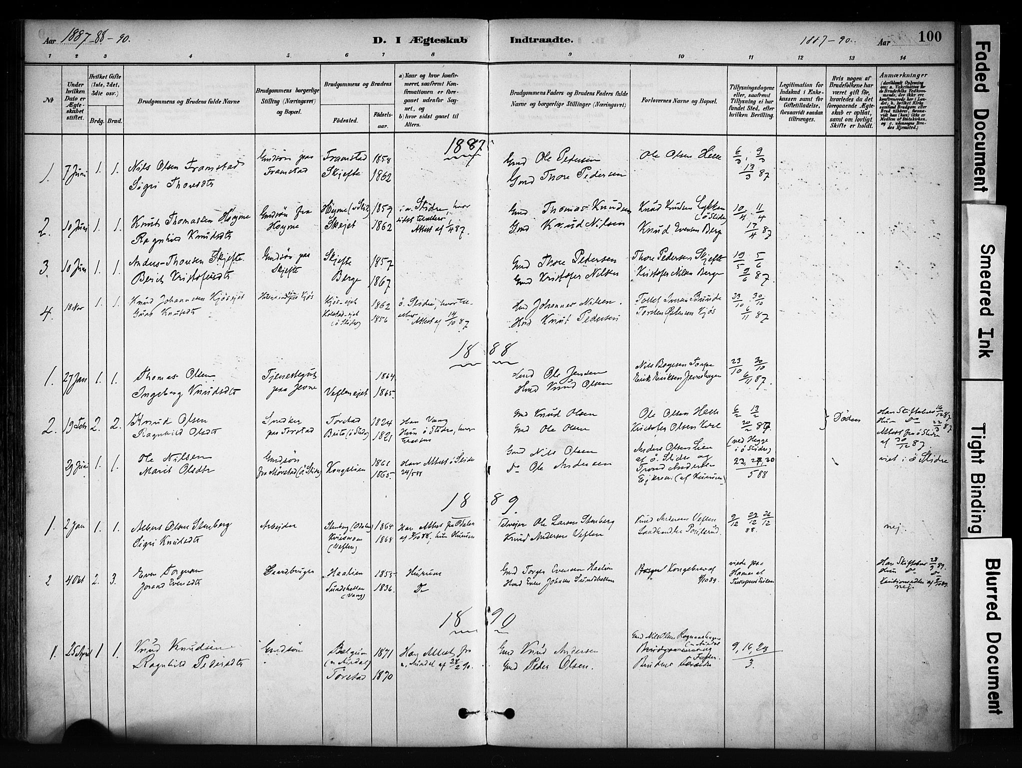 Vang prestekontor, Valdres, SAH/PREST-140/H/Ha/L0009: Parish register (official) no. 9, 1882-1914, p. 100