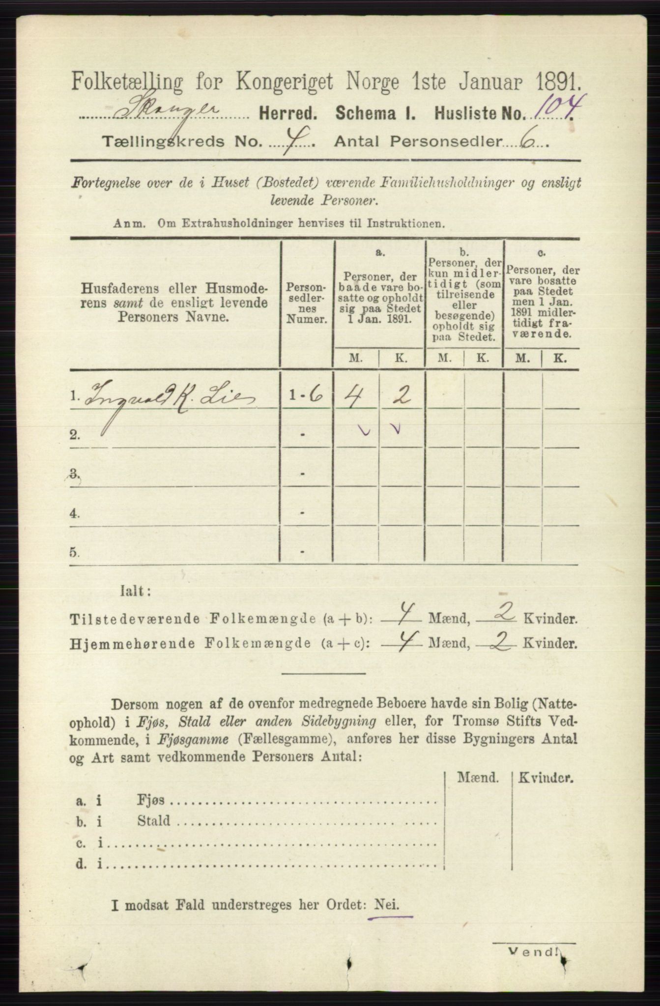 RA, 1891 census for 0712 Skoger, 1891, p. 2255