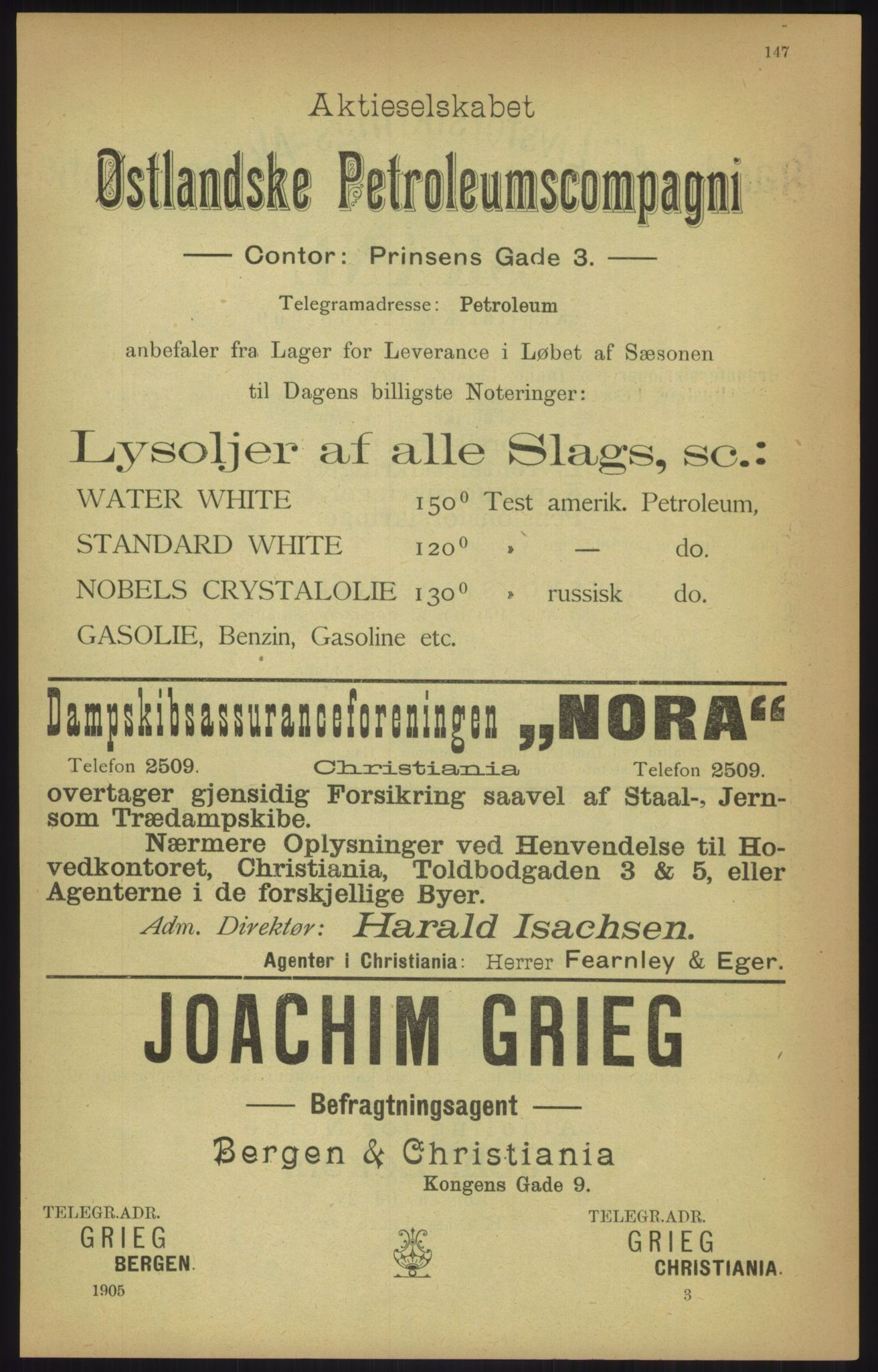Kristiania/Oslo adressebok, PUBL/-, 1905, p. 147