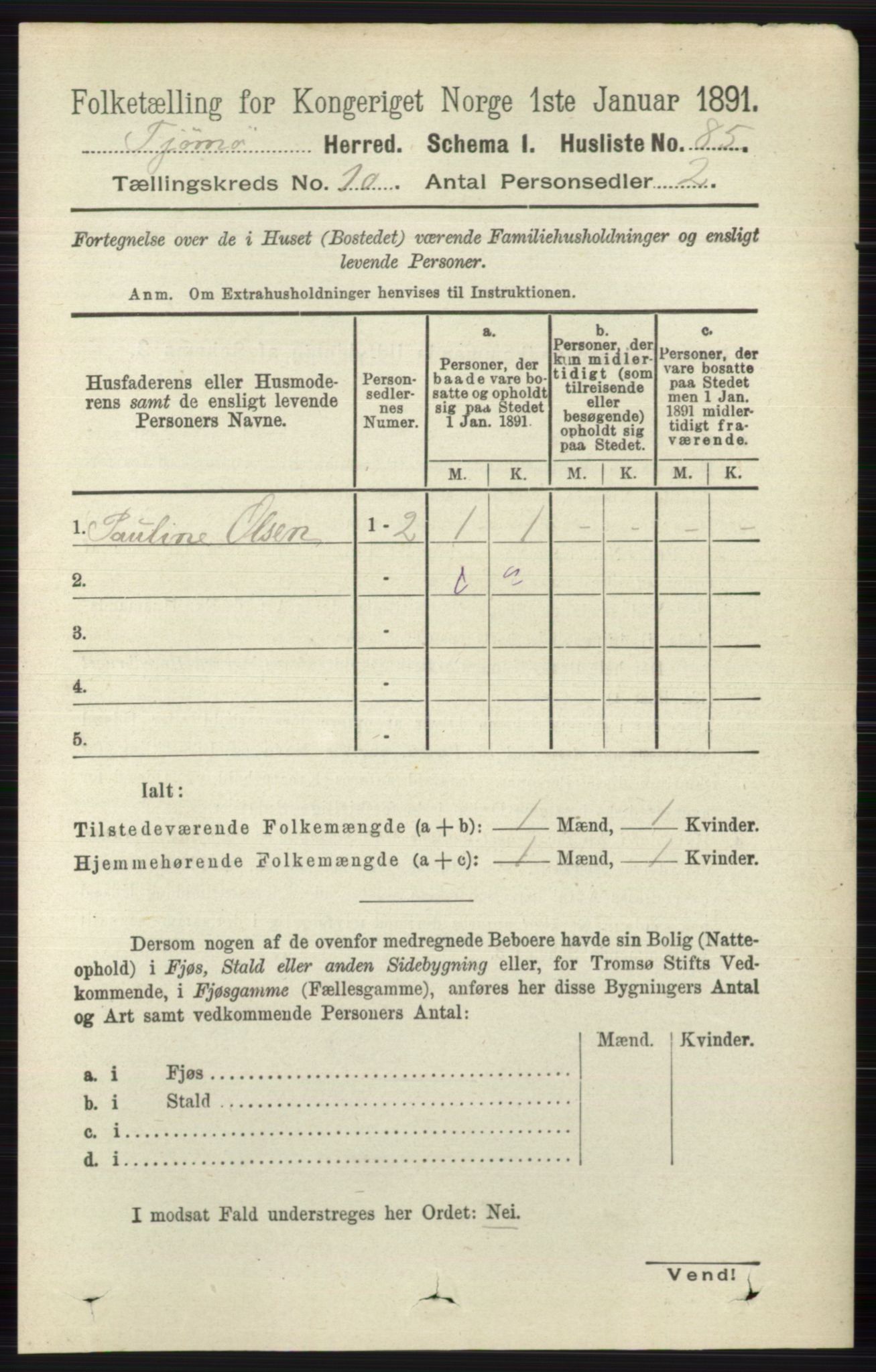 RA, 1891 census for 0723 Tjøme, 1891, p. 3709