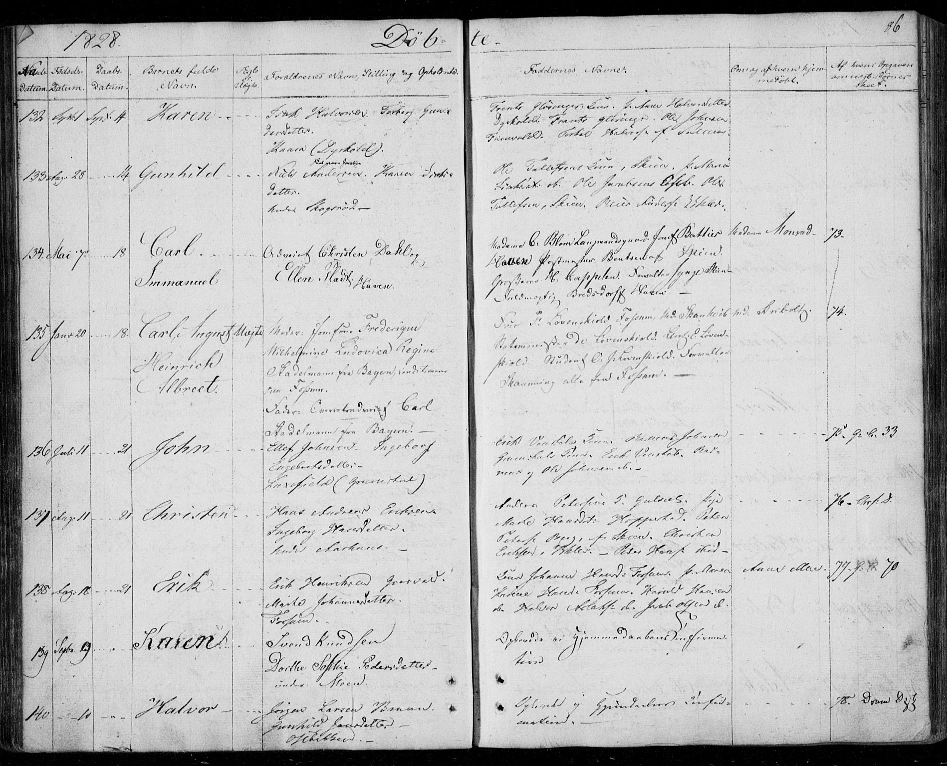 Gjerpen kirkebøker, AV/SAKO-A-265/F/Fa/L0005: Parish register (official) no. I 5, 1823-1829, p. 86