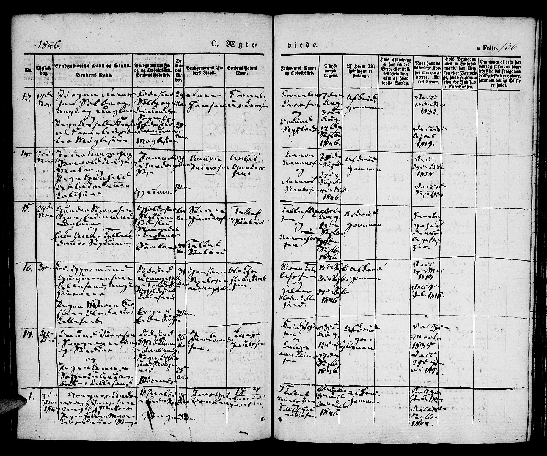 Vestre Moland sokneprestkontor, AV/SAK-1111-0046/F/Fa/Fab/L0005: Parish register (official) no. A 5, 1841-1849, p. 136