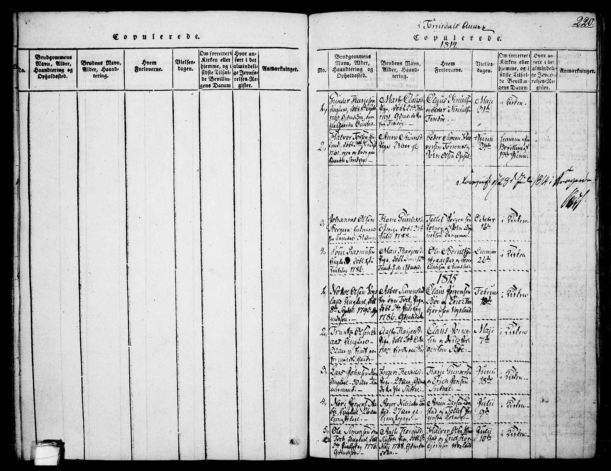 Drangedal kirkebøker, SAKO/A-258/F/Fa/L0005: Parish register (official) no. 5 /2, 1814-1831, p. 220