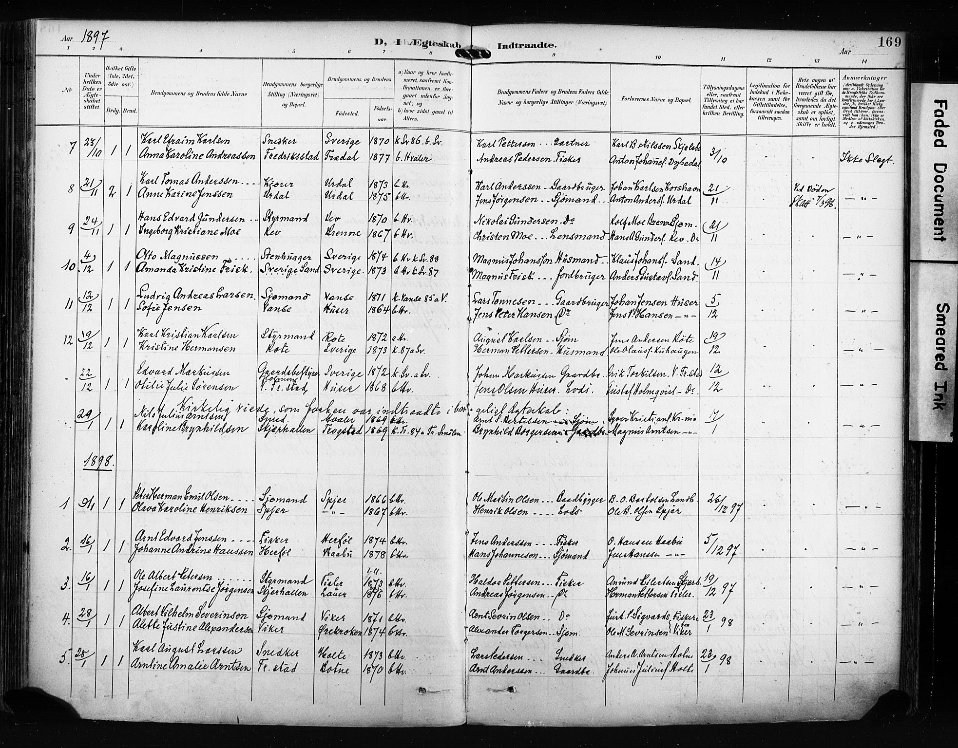 Hvaler prestekontor Kirkebøker, SAO/A-2001/F/Fa/L0009: Parish register (official) no. I 9, 1895-1906, p. 169