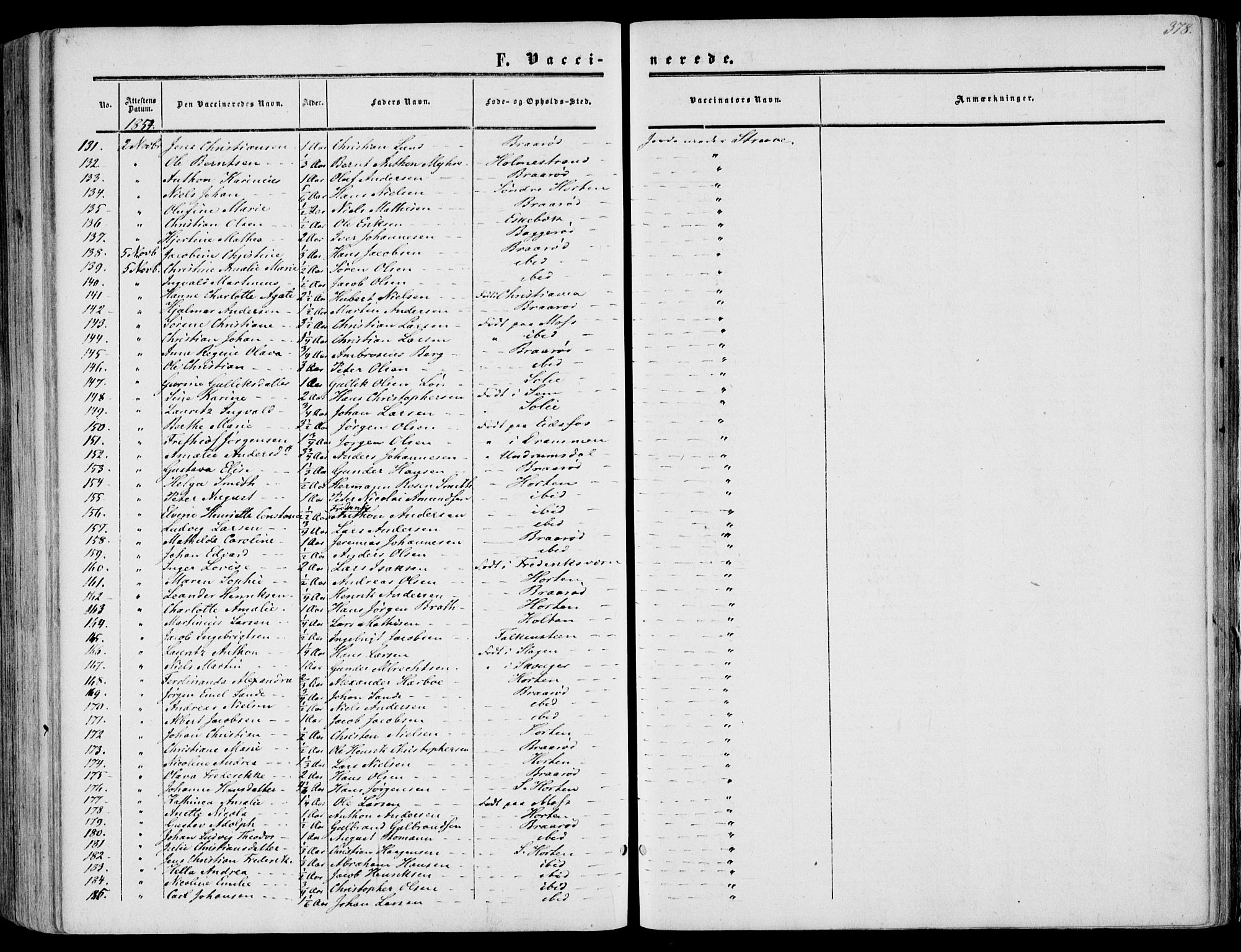 Borre kirkebøker, AV/SAKO-A-338/F/Fa/L0006: Parish register (official) no. I 6, 1852-1862, p. 378