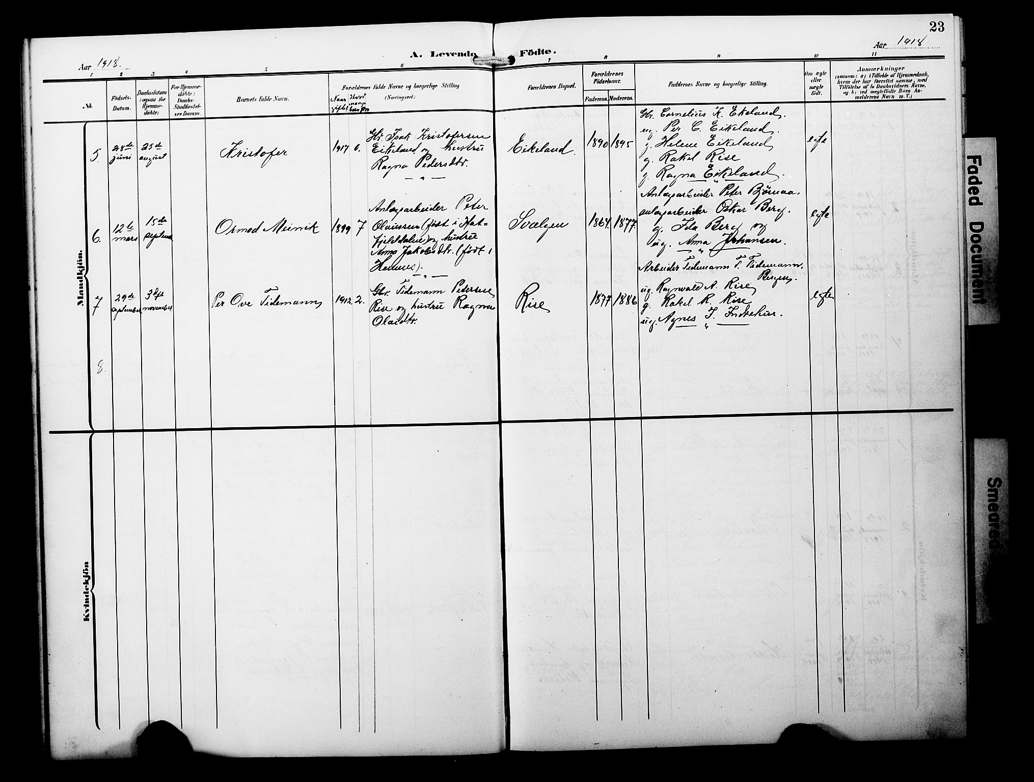 Davik sokneprestembete, AV/SAB-A-79701/H/Hab/Habb/L0001: Parish register (copy) no. B 1, 1903-1928, p. 23