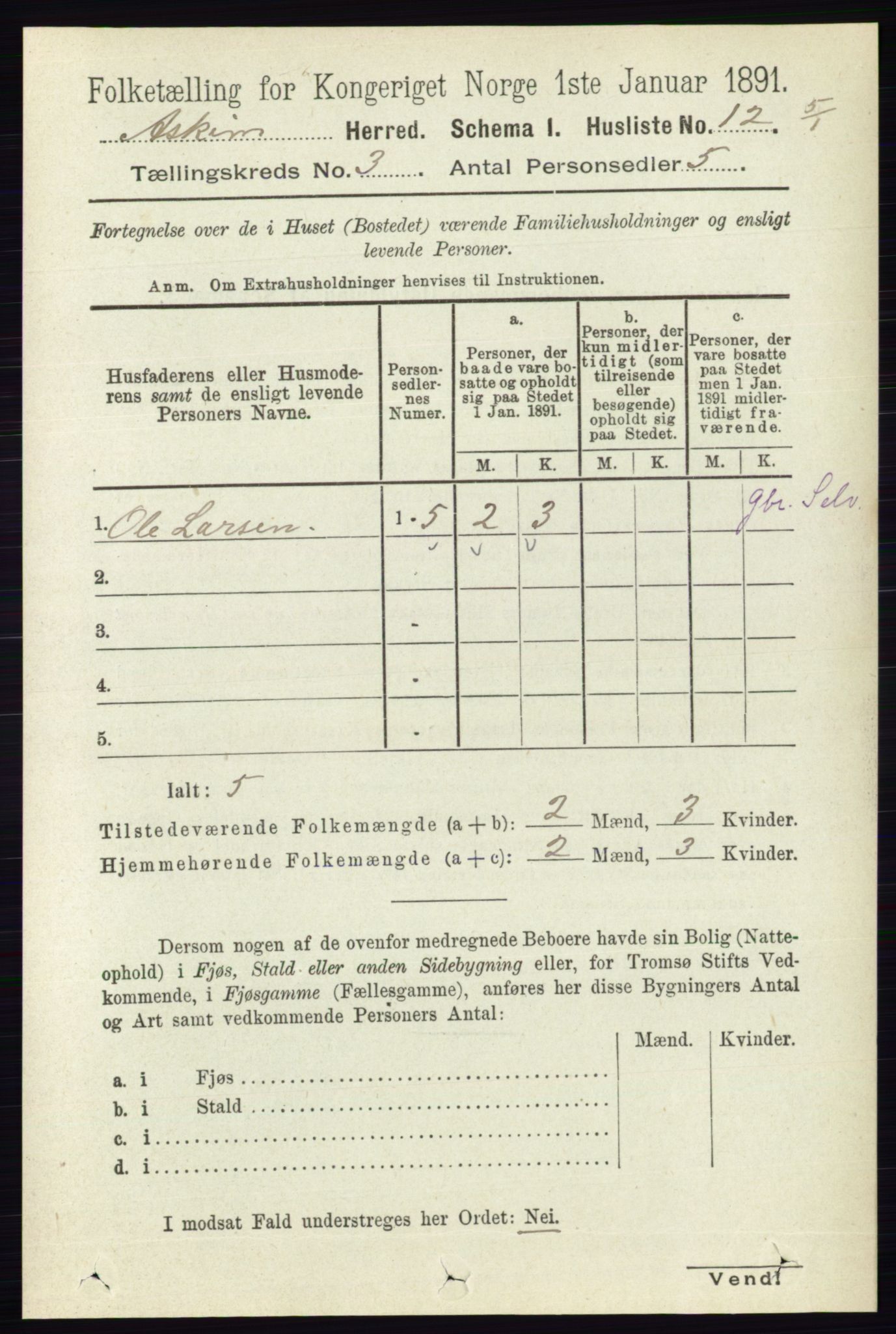 RA, 1891 census for 0124 Askim, 1891, p. 357