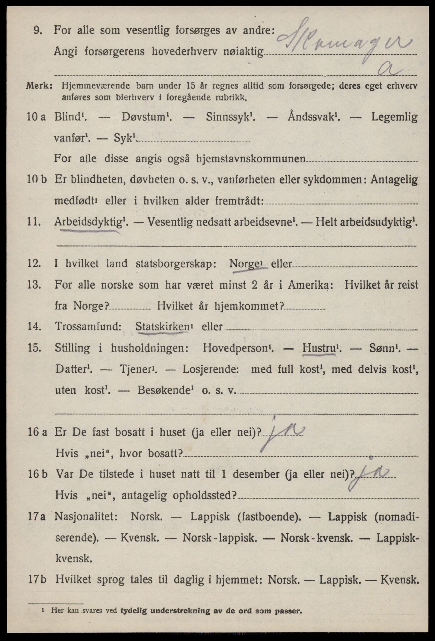 SAT, 1920 census for Orkanger, 1920, p. 3990