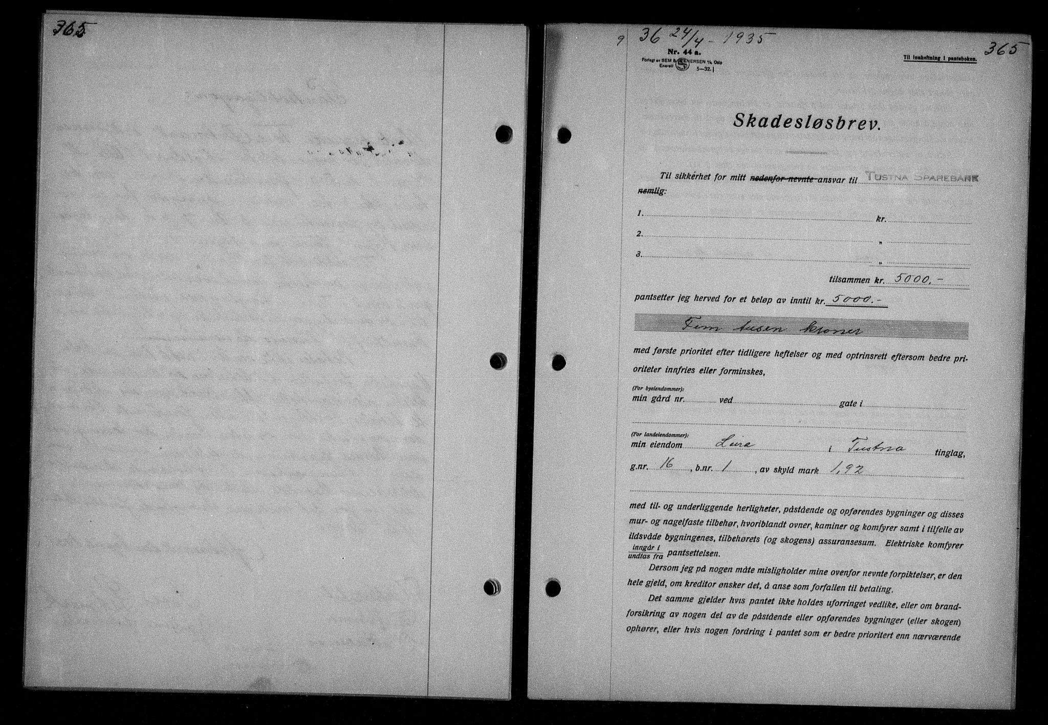 Nordmøre sorenskriveri, AV/SAT-A-4132/1/2/2Ca/L0084: Mortgage book no. 74, 1935-1935, Deed date: 24.04.1935