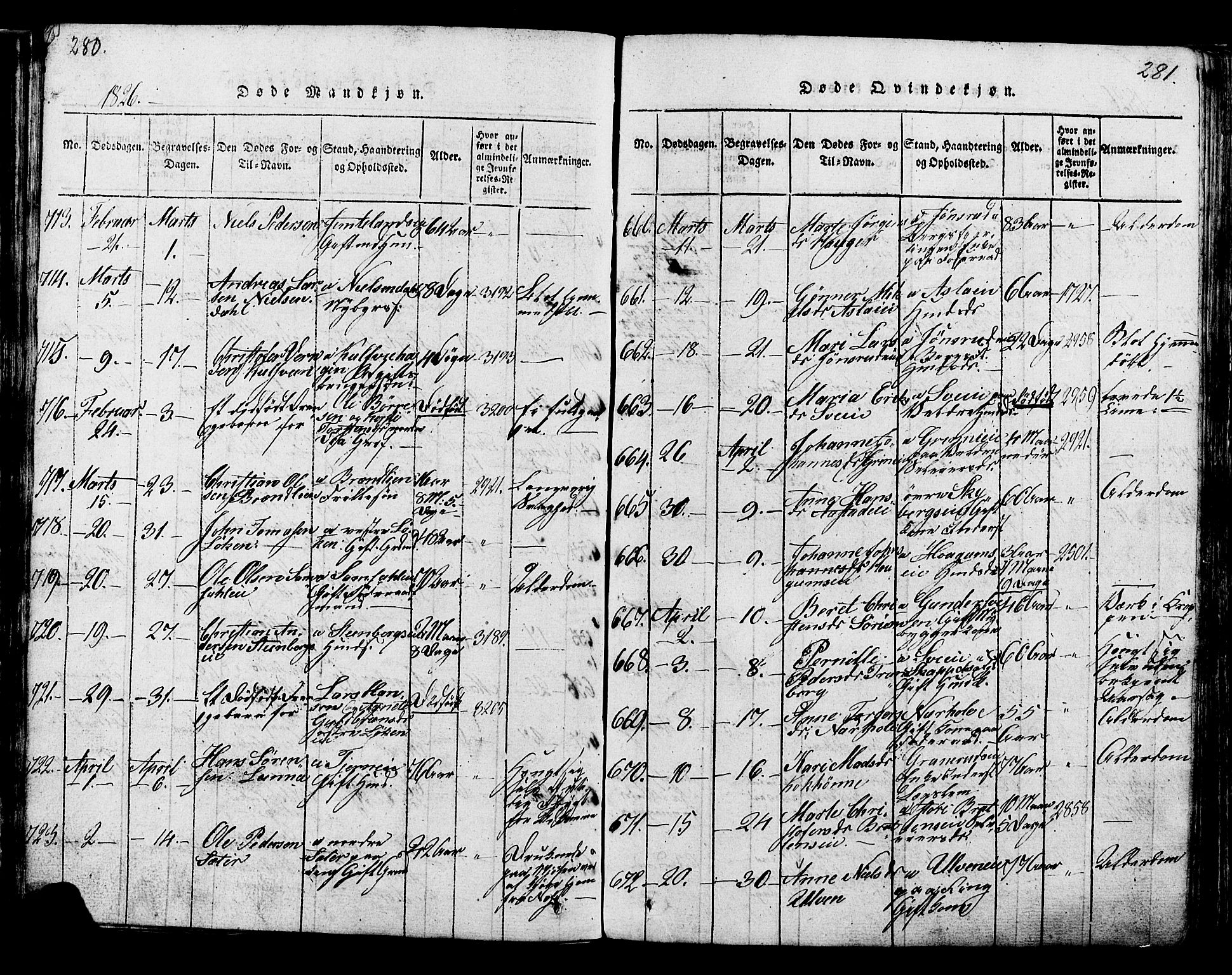 Ringsaker prestekontor, AV/SAH-PREST-014/K/Ka/L0005: Parish register (official) no. 5, 1814-1826, p. 280-281