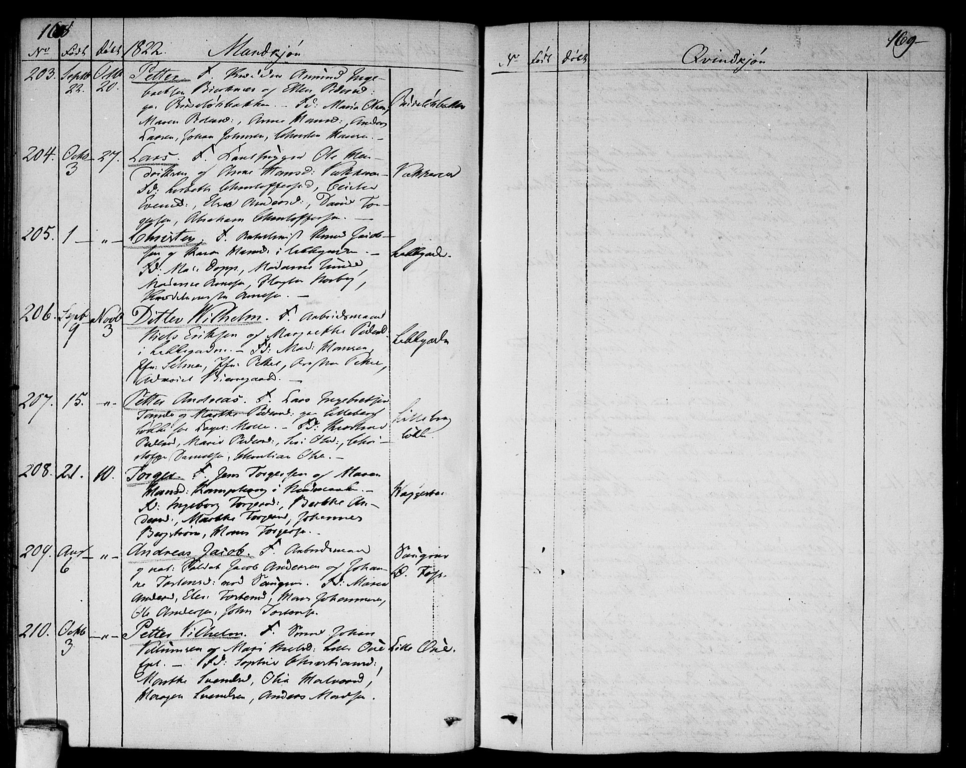 Aker prestekontor kirkebøker, AV/SAO-A-10861/F/L0012: Parish register (official) no. 12, 1819-1828, p. 168-169