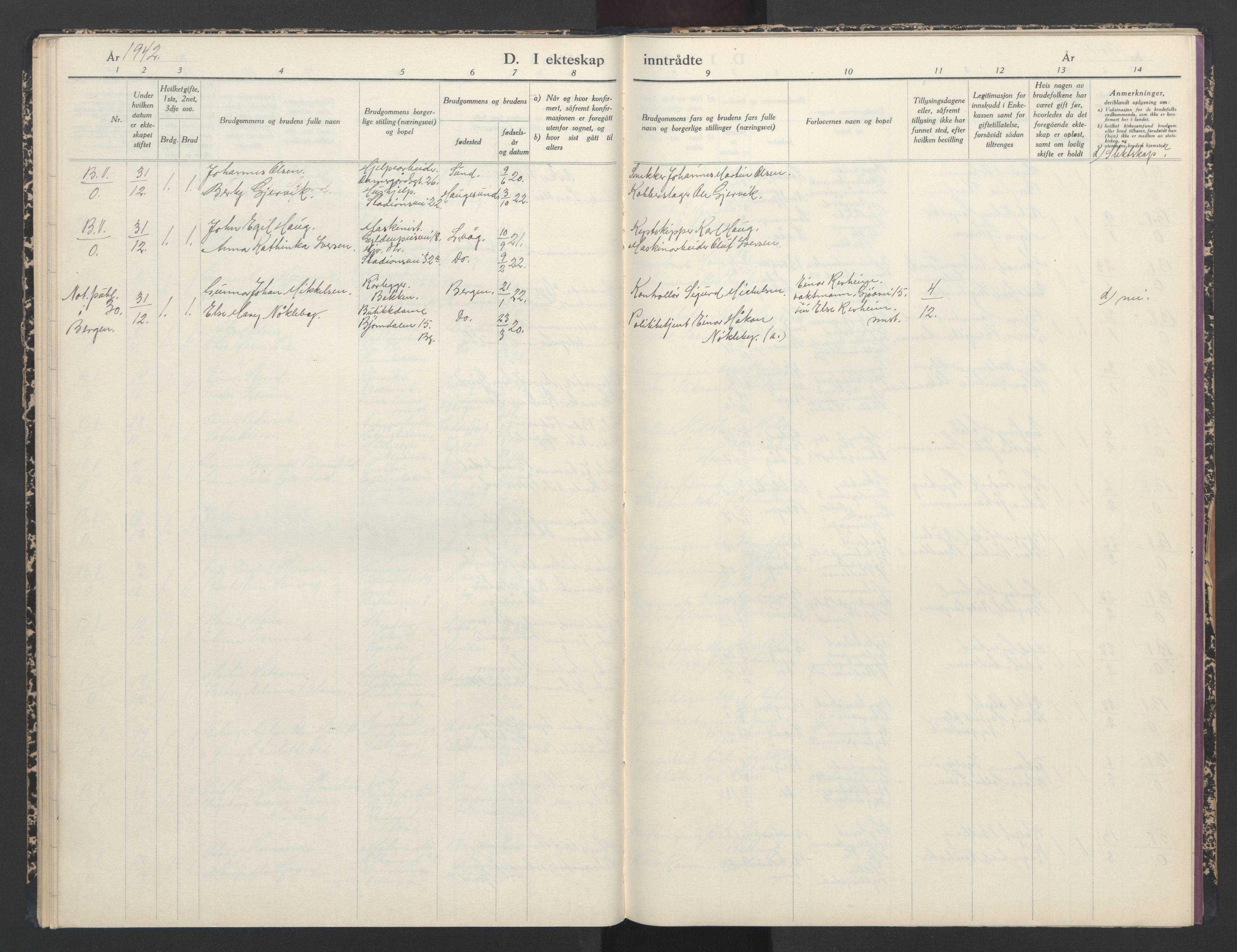 Laksevåg Sokneprestembete, AV/SAB-A-76501/H/Ha/Haa/Haaa/L0003: Parish register (official) no. A 3, 1942-1943