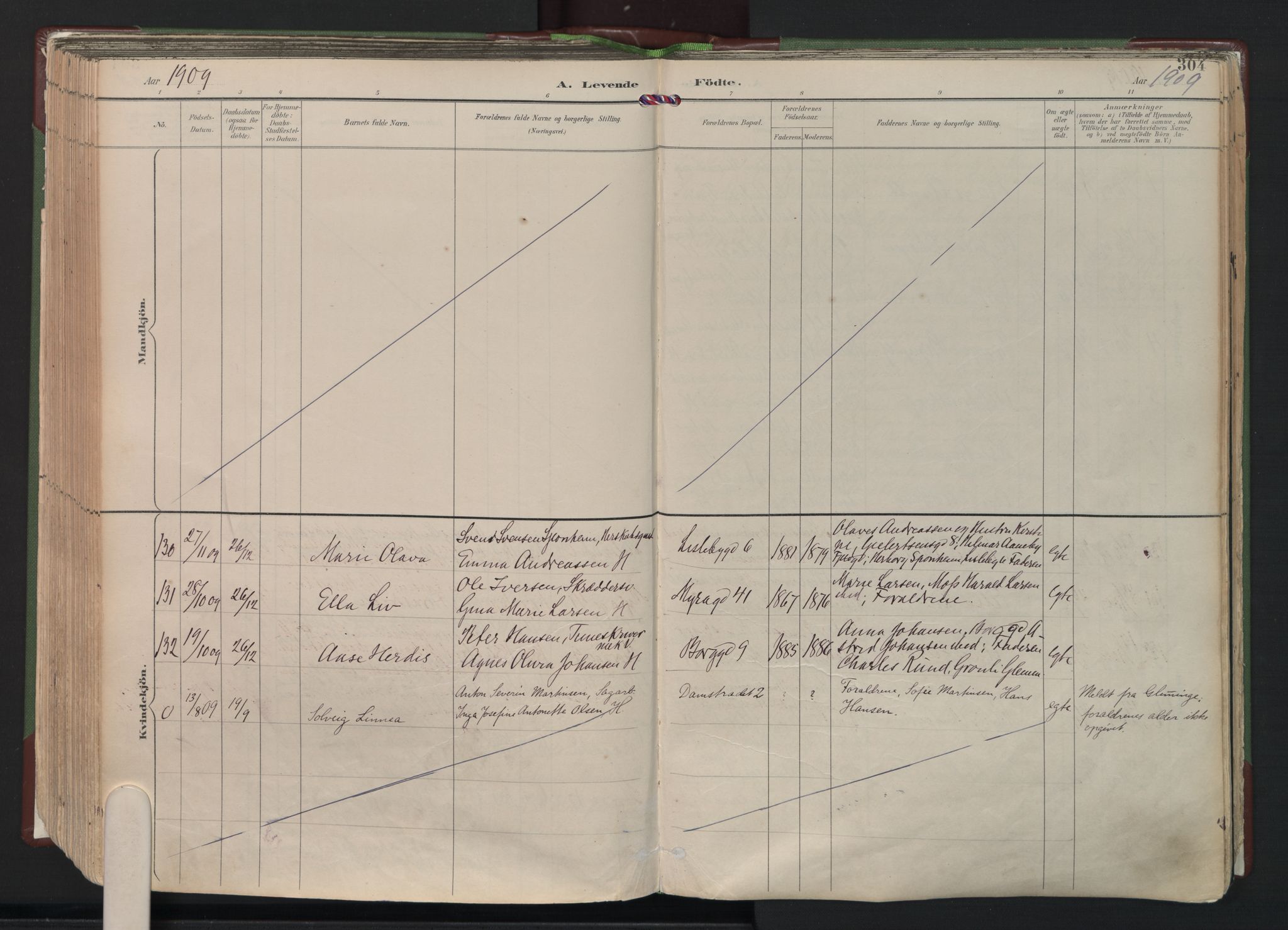 Fredrikstad domkirkes prestekontor Kirkebøker, SAO/A-10906/F/Fa/L0006: Parish register (official) no. I 6, 1894-1914, p. 304