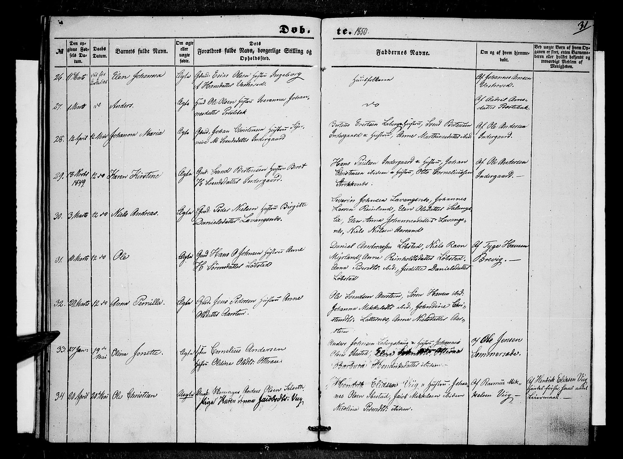 Ibestad sokneprestembete, AV/SATØ-S-0077/H/Ha/Haa/L0007kirke: Parish register (official) no. 7, 1847-1850, p. 31