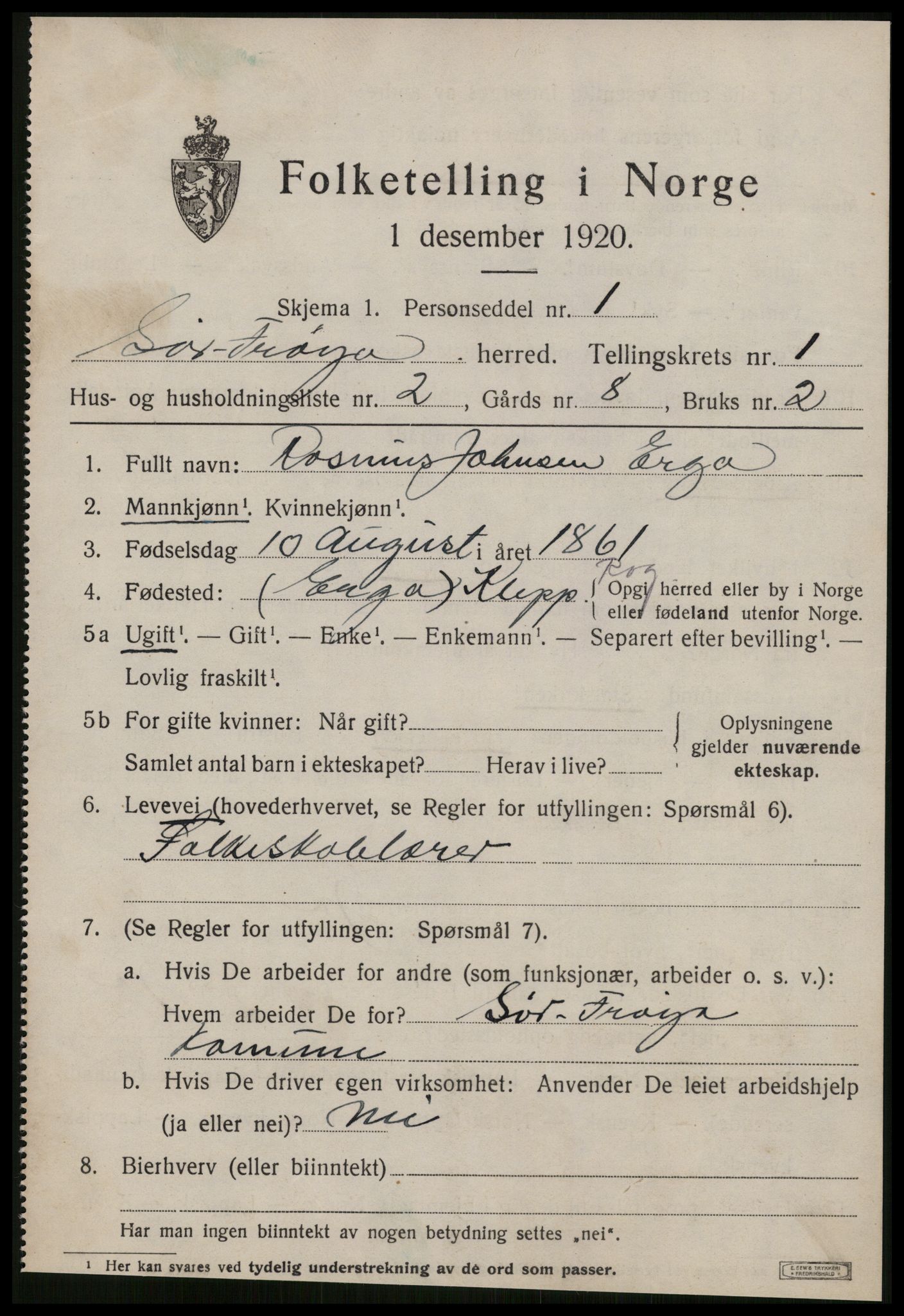 SAT, 1920 census for Sør-Frøya, 1920, p. 801