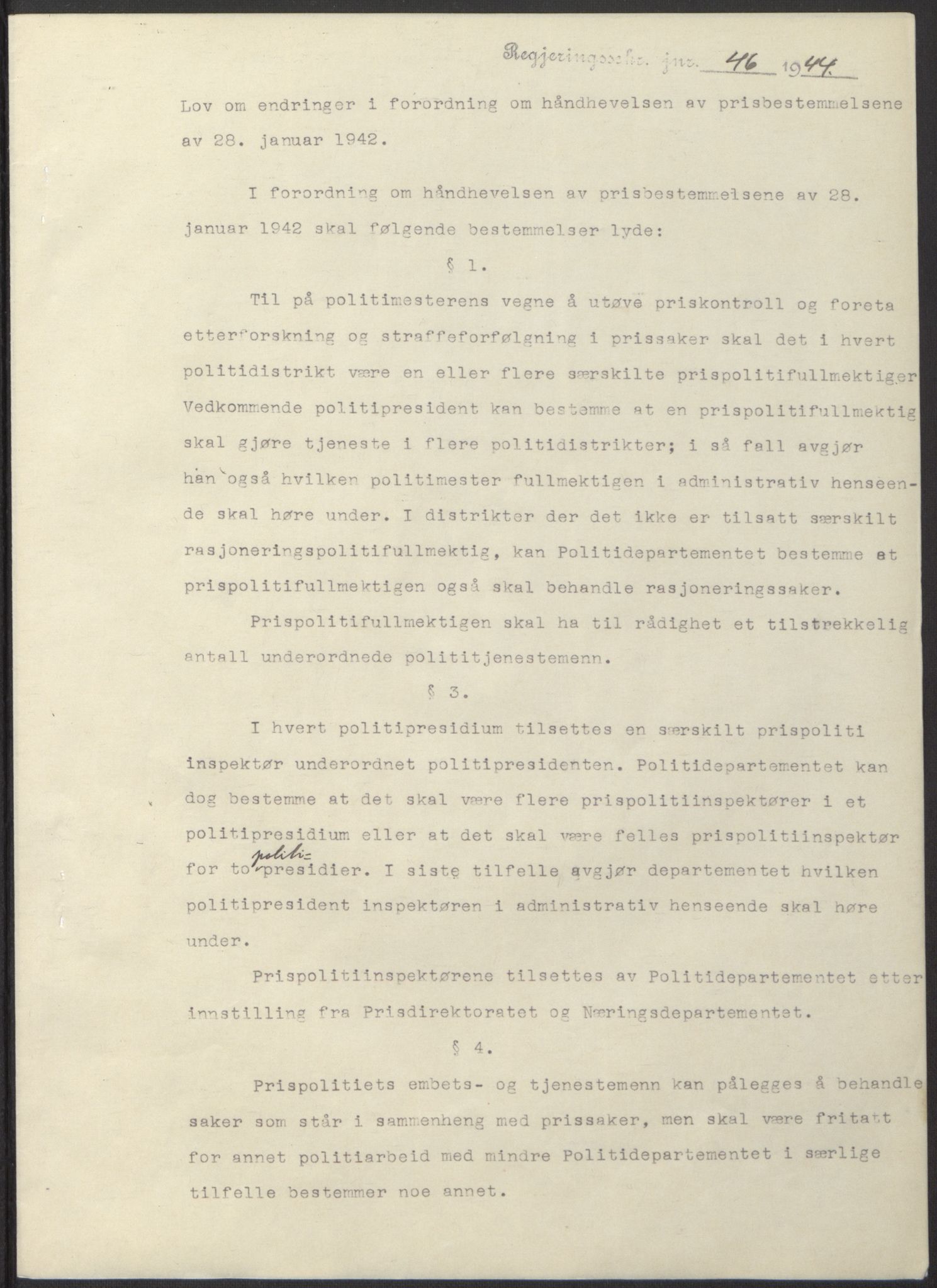 NS-administrasjonen 1940-1945 (Statsrådsekretariatet, de kommisariske statsråder mm), RA/S-4279/D/Db/L0100: Lover, 1944, p. 82