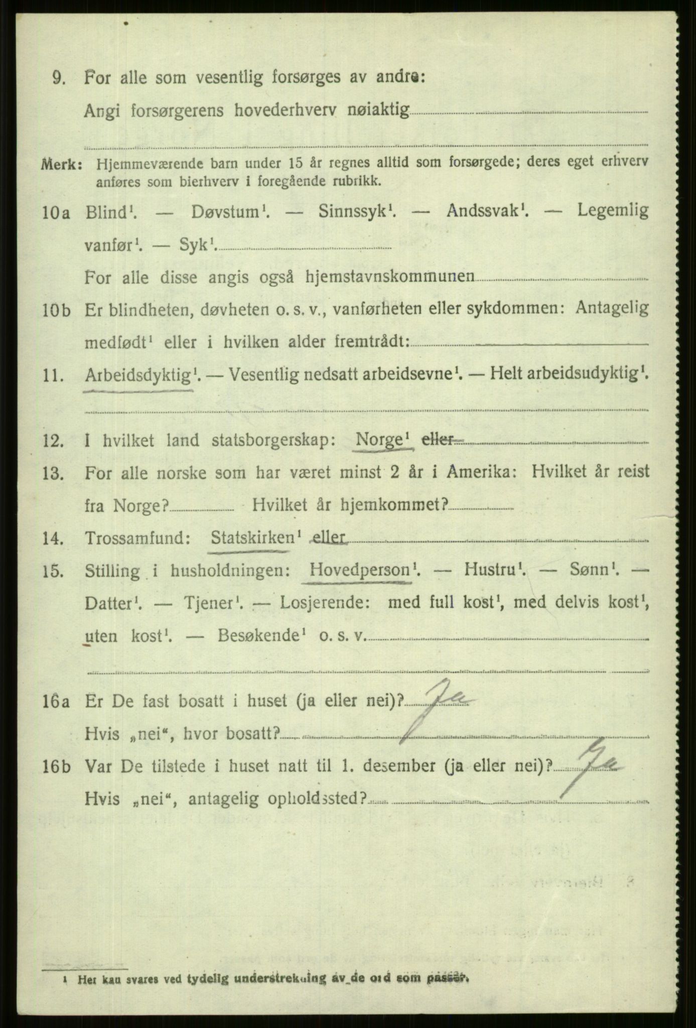 SAB, 1920 census for Vossestrand, 1920, p. 4227