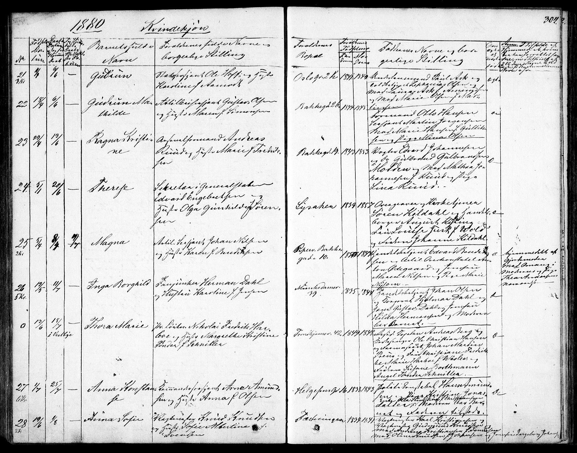 Garnisonsmenigheten Kirkebøker, AV/SAO-A-10846/F/Fa/L0007: Parish register (official) no. 7, 1828-1881, p. 304