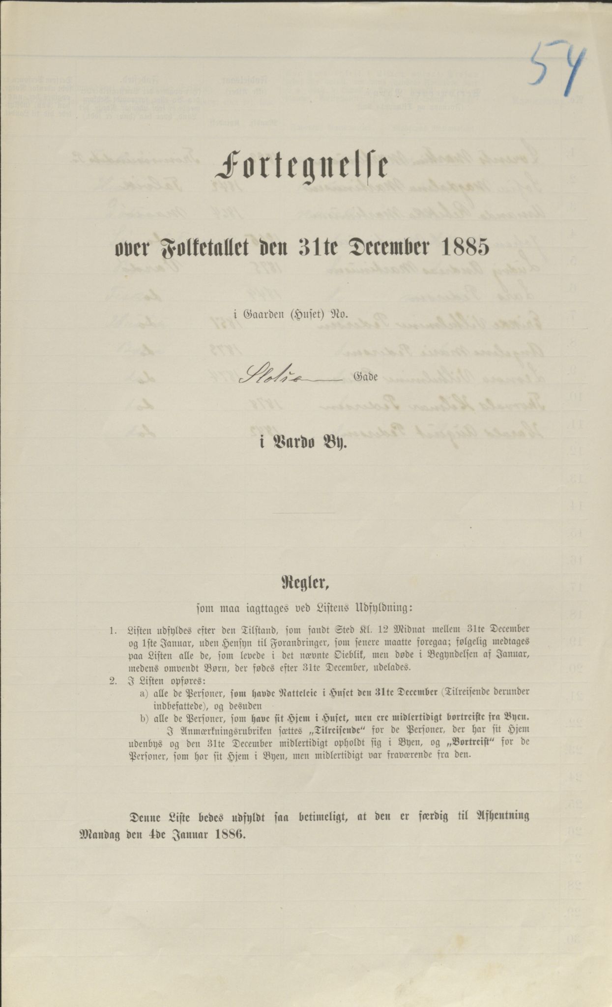 SATØ, 1885 census for 2002 Vardø, 1885, p. 54a