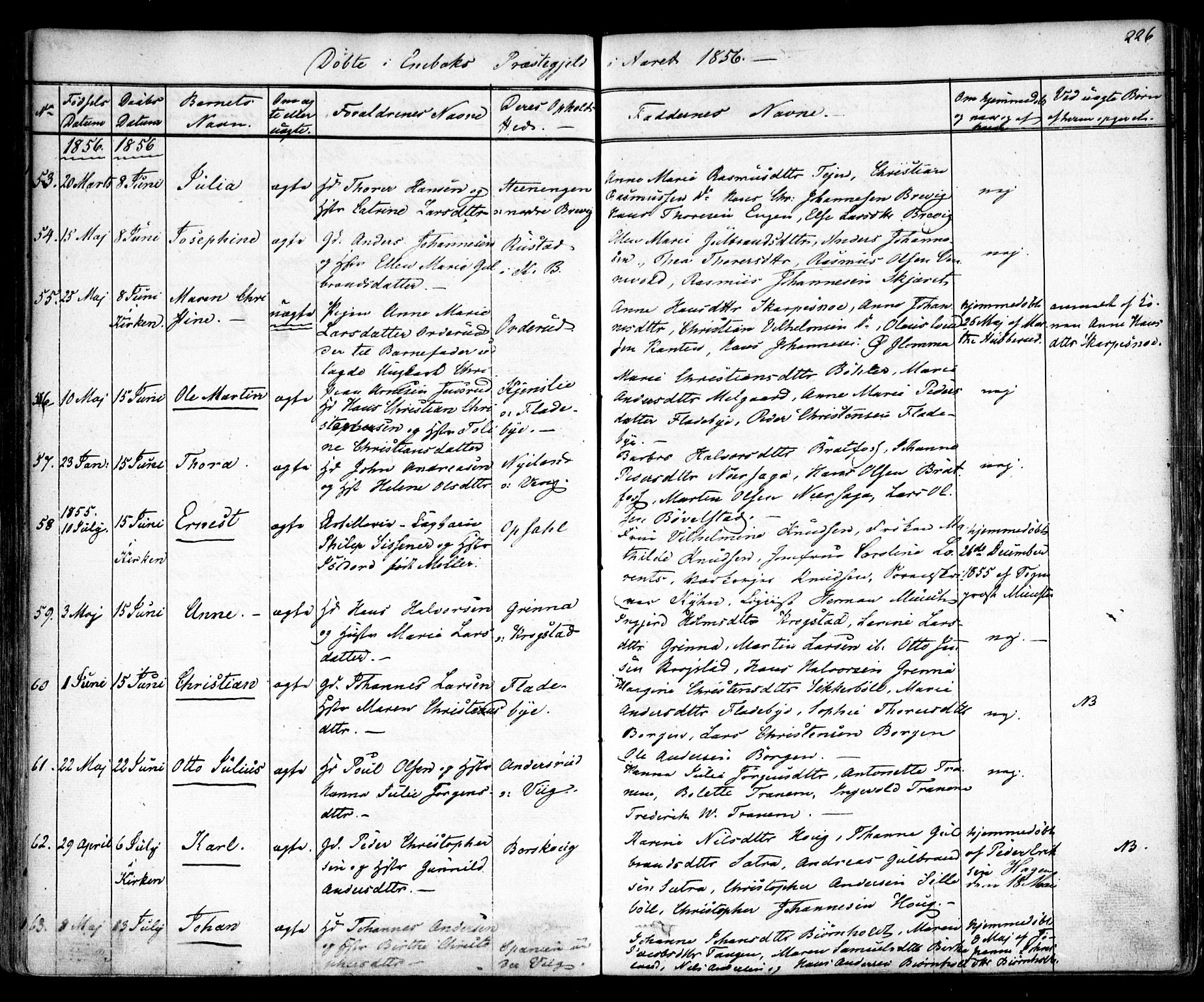 Enebakk prestekontor Kirkebøker, SAO/A-10171c/F/Fa/L0009: Parish register (official) no. I 9, 1832-1861, p. 226