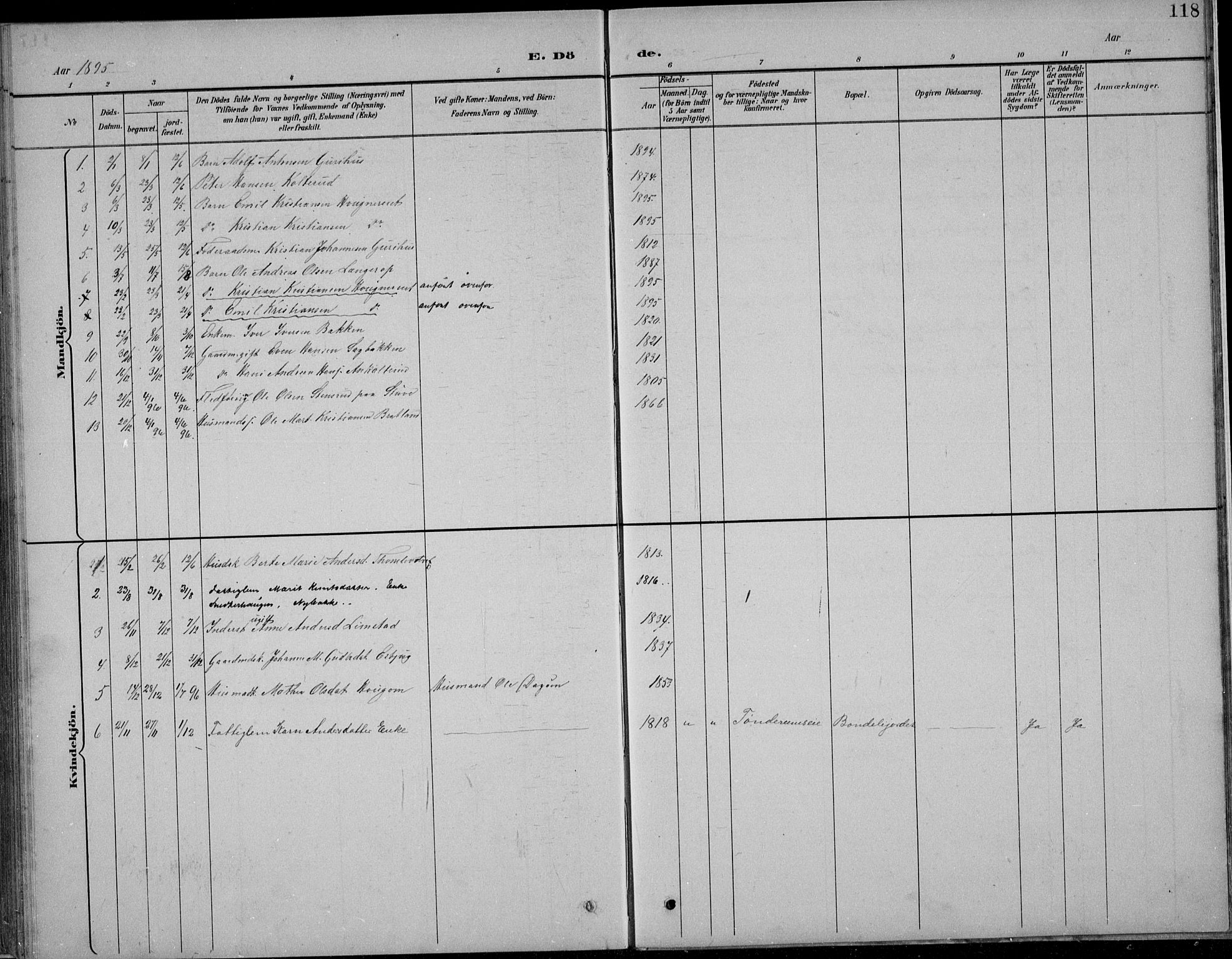 Nordre Land prestekontor, SAH/PREST-124/H/Ha/Hab/L0013: Parish register (copy) no. 13, 1891-1904, p. 118