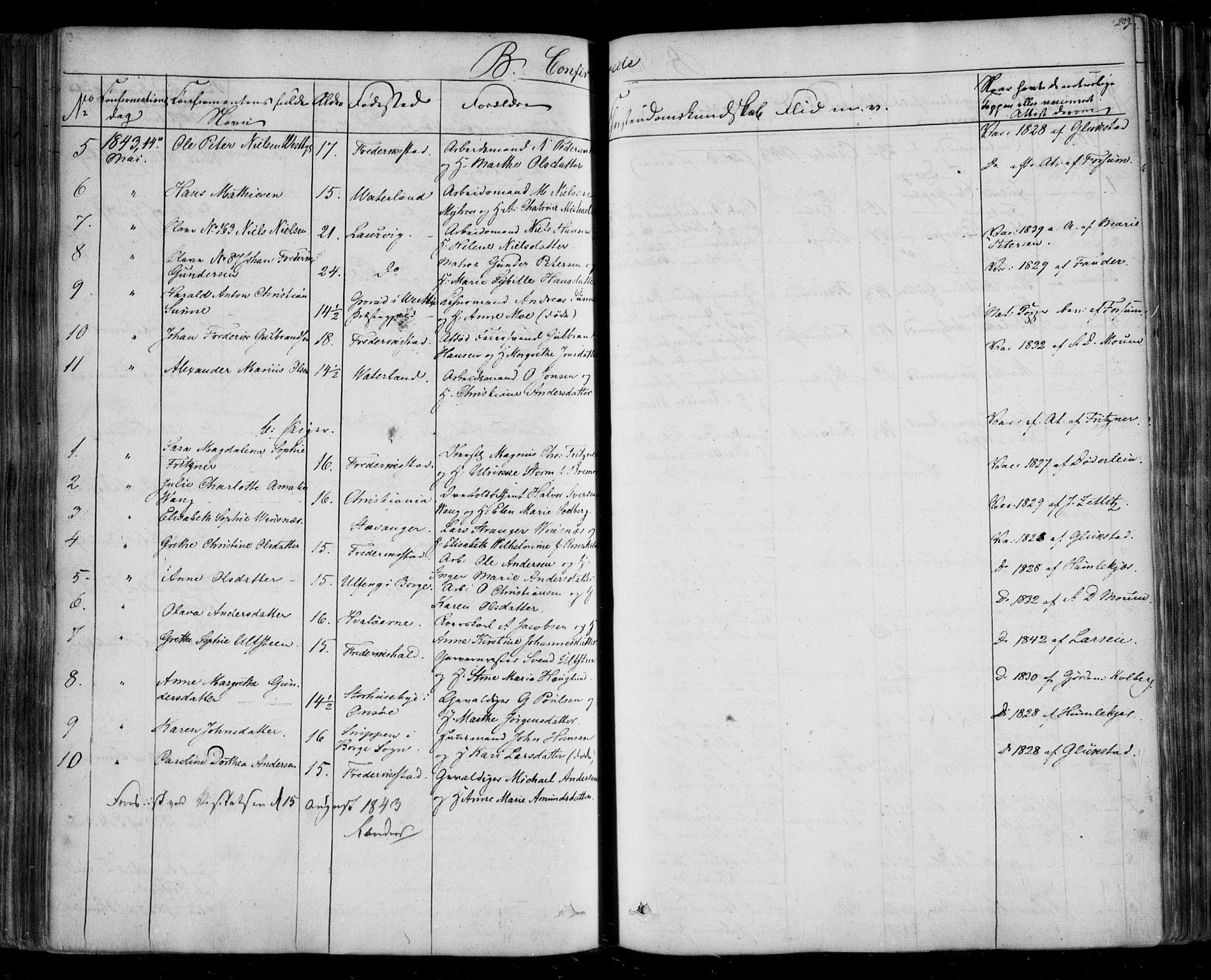 Fredrikstad prestekontor Kirkebøker, AV/SAO-A-11082/F/Fa/L0005: Parish register (official) no. 5, 1835-1856, p. 209