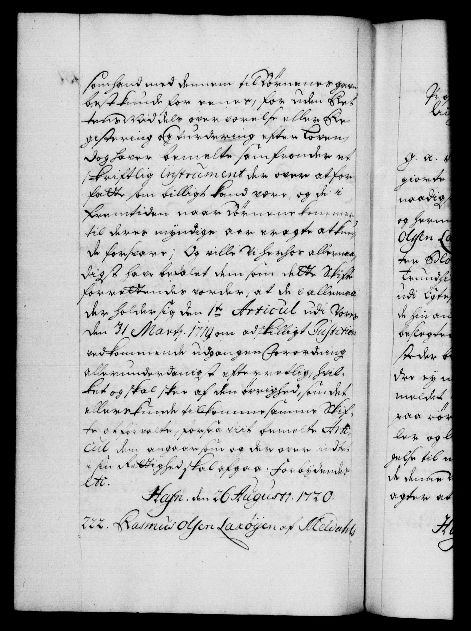 Danske Kanselli 1572-1799, AV/RA-EA-3023/F/Fc/Fca/Fcaa/L0023: Norske registre, 1720-1722, p. 151b