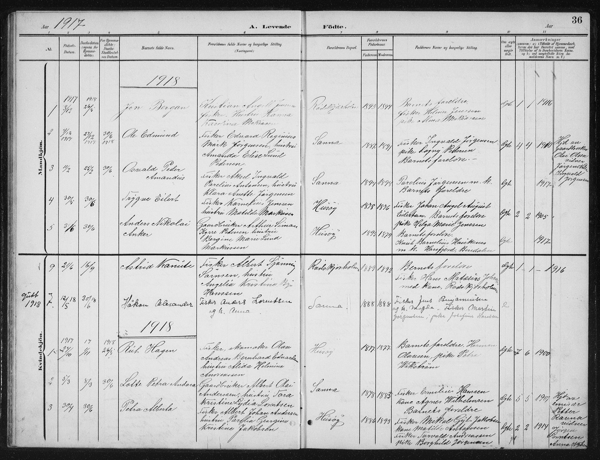 Ministerialprotokoller, klokkerbøker og fødselsregistre - Nordland, SAT/A-1459/840/L0583: Parish register (copy) no. 840C03, 1901-1933, p. 36