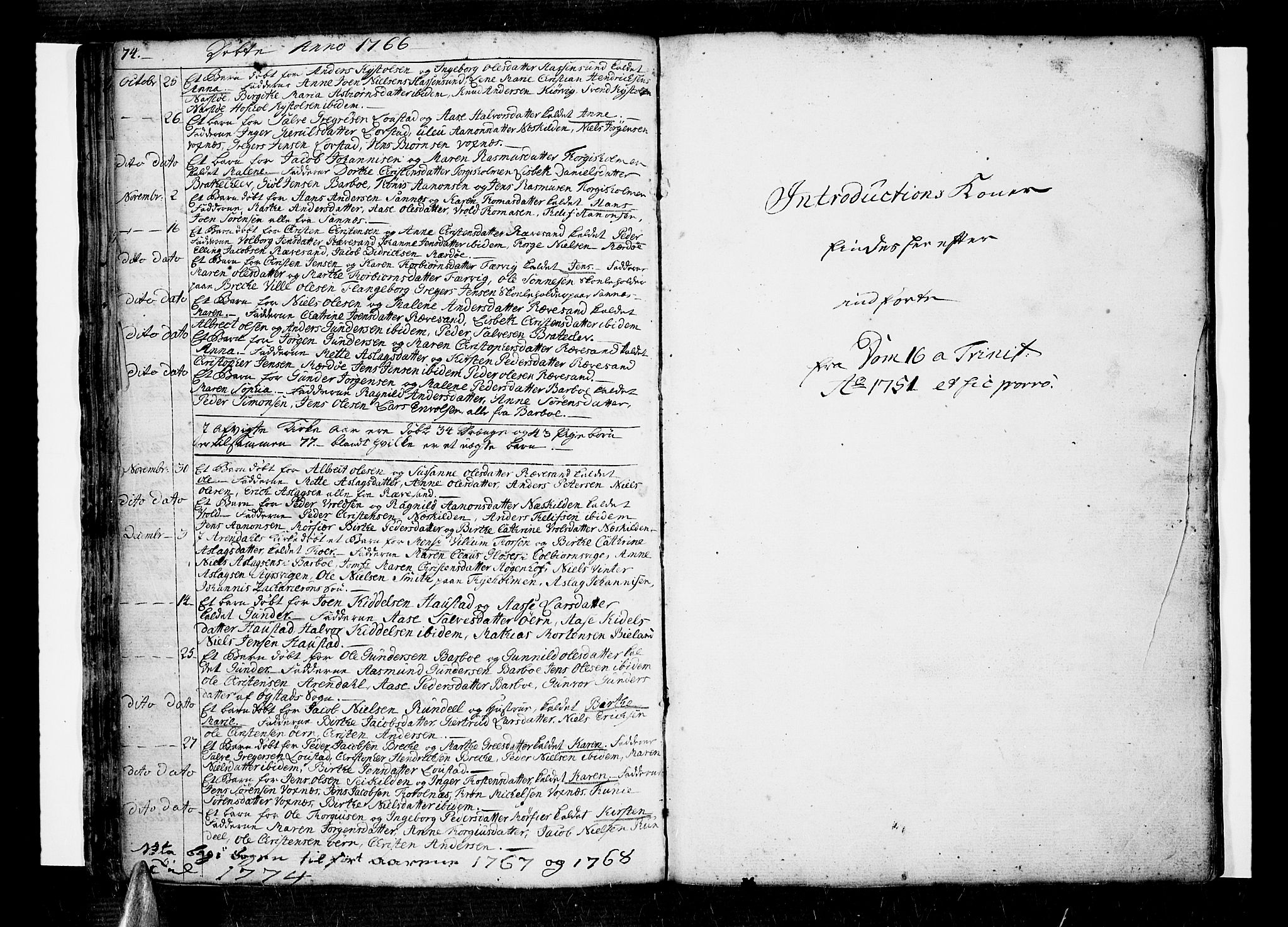 Tromøy sokneprestkontor, SAK/1111-0041/F/Fa/L0001: Parish register (official) no. A 1, 1747-1793, p. 74-75