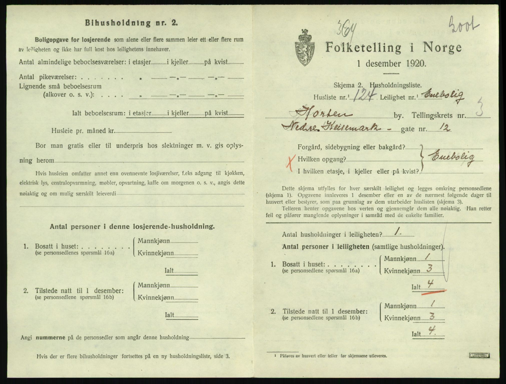 SAKO, 1920 census for Horten, 1920, p. 4545