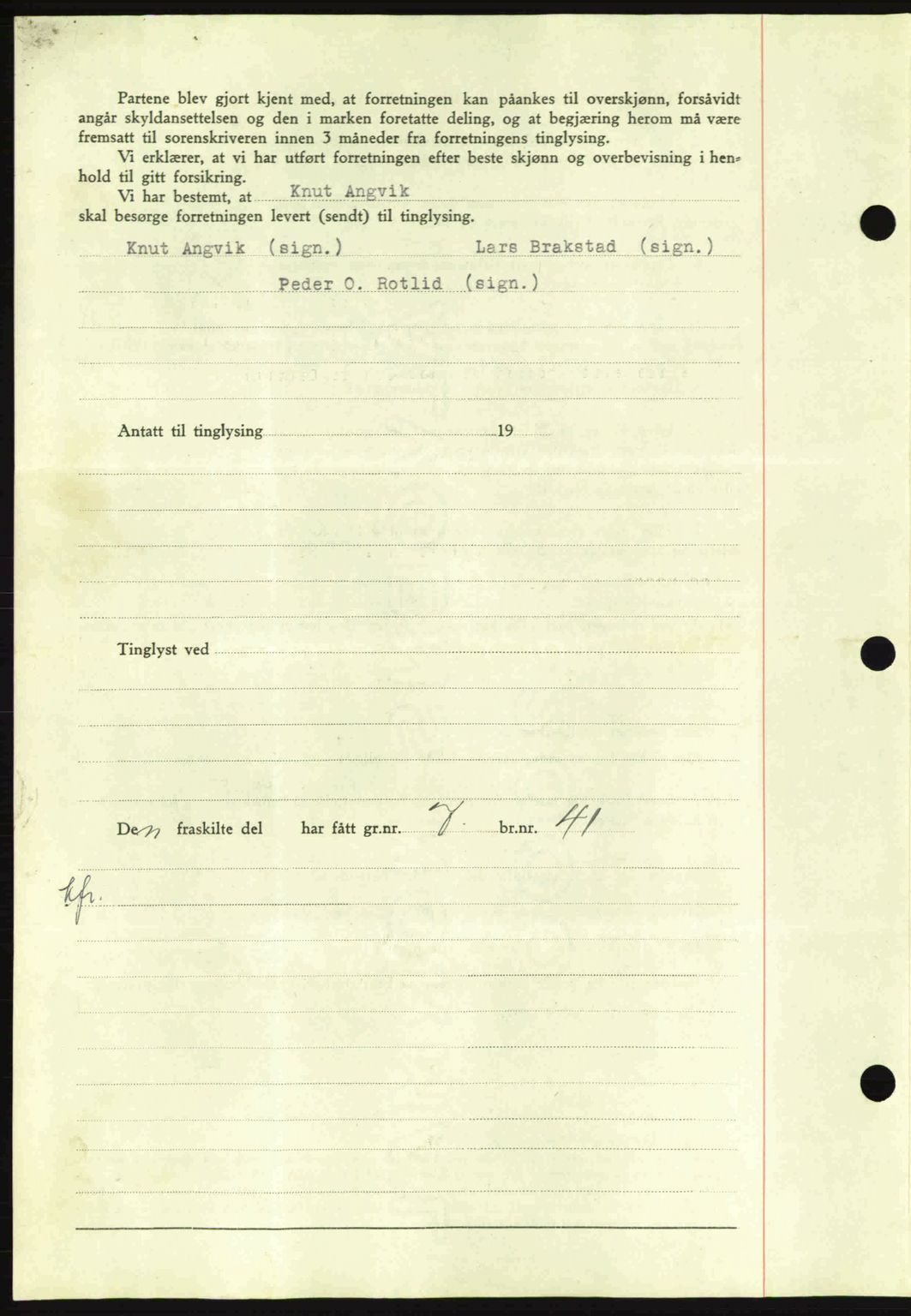 Nordmøre sorenskriveri, AV/SAT-A-4132/1/2/2Ca: Mortgage book no. A88, 1940-1940, Diary no: : 1629/1940