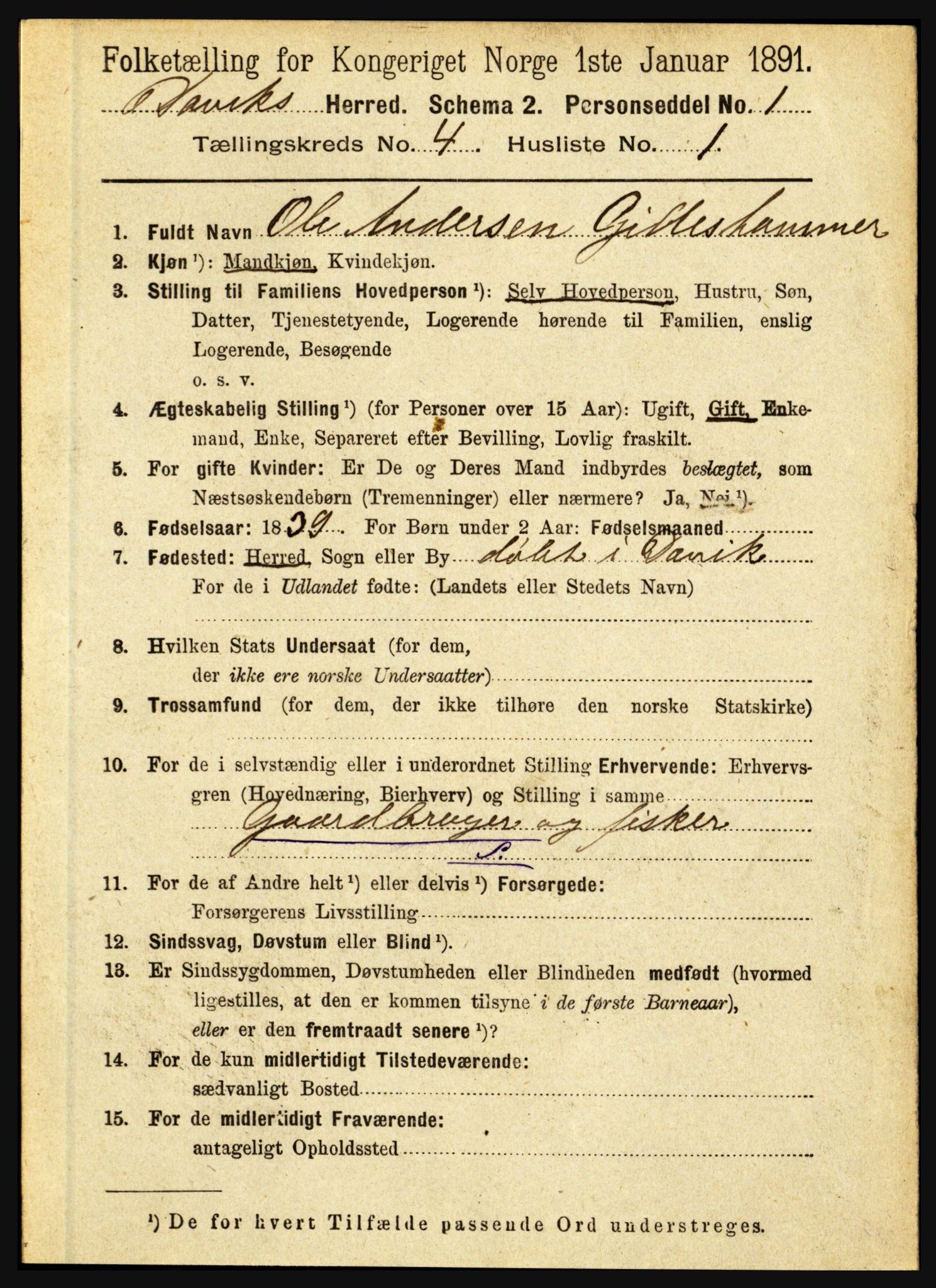 RA, 1891 census for 1442 Davik, 1891, p. 1342