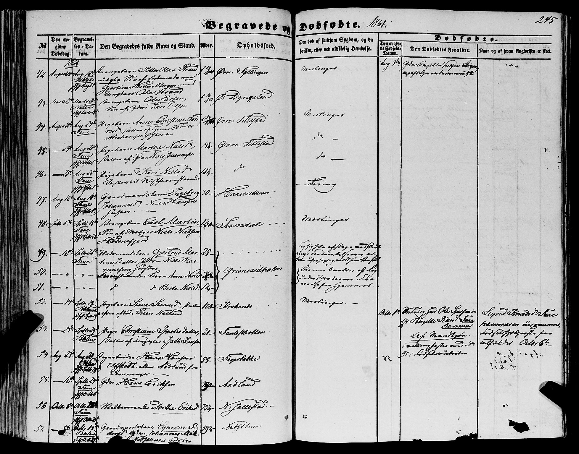 Fana Sokneprestembete, SAB/A-75101/H/Haa/Haaa/L0011: Parish register (official) no. A 11, 1851-1862, p. 245