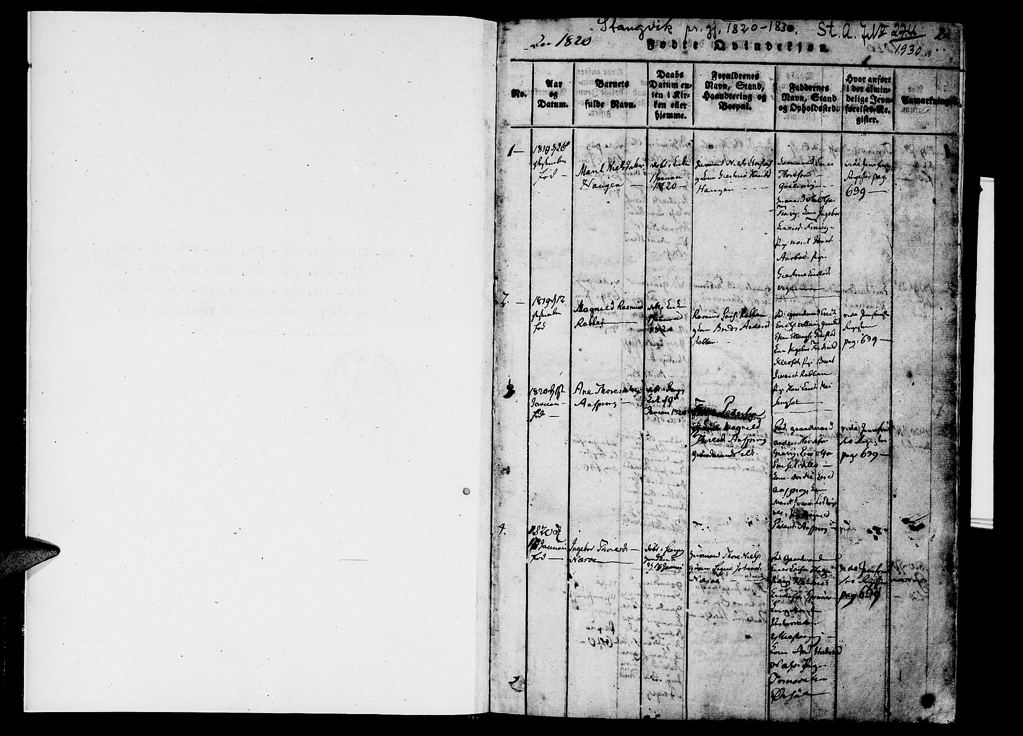 Ministerialprotokoller, klokkerbøker og fødselsregistre - Møre og Romsdal, AV/SAT-A-1454/592/L1023: Parish register (official) no. 592A02, 1820-1830, p. 0-1