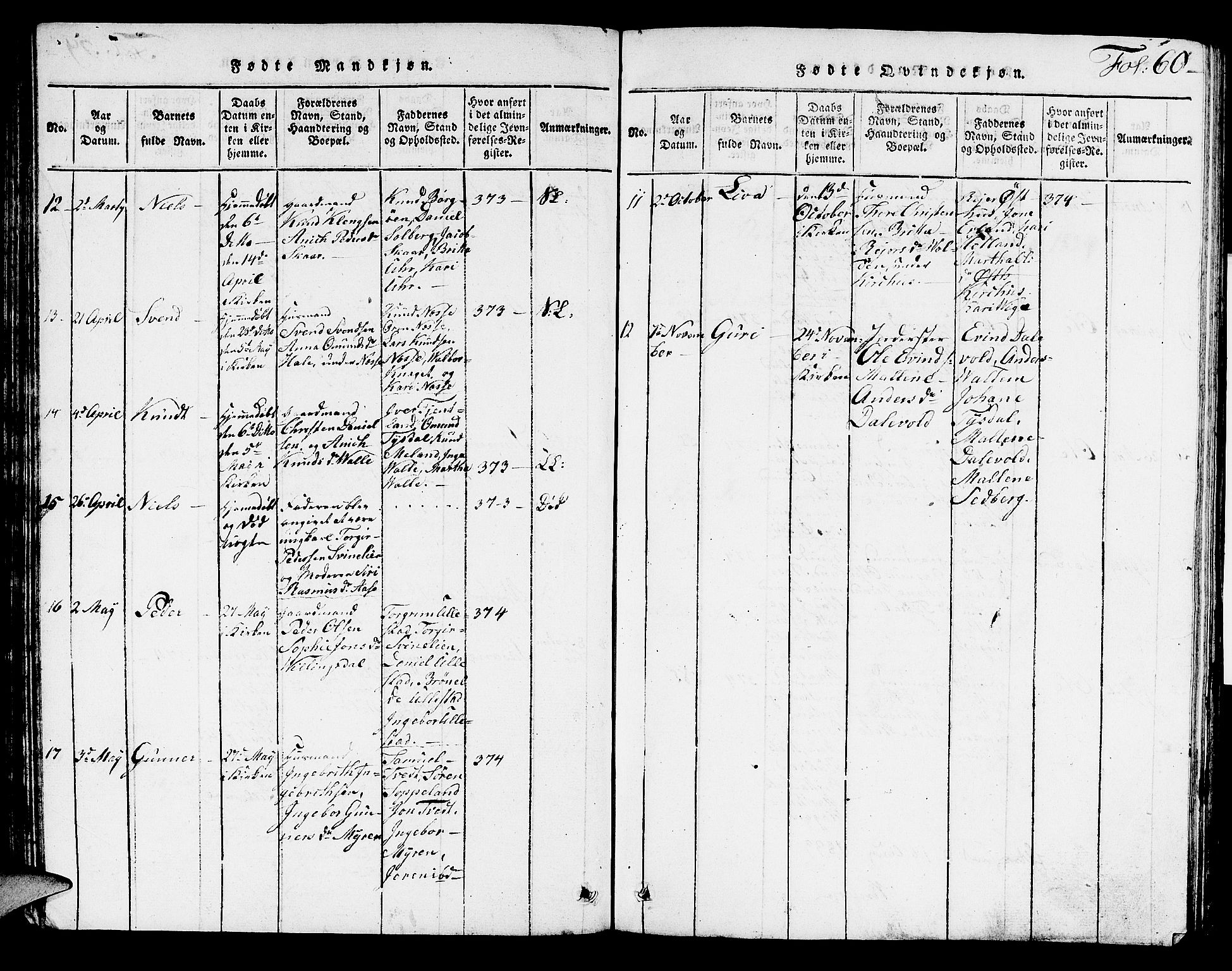 Hjelmeland sokneprestkontor, AV/SAST-A-101843/01/V/L0002: Parish register (copy) no. B 2, 1816-1841, p. 60