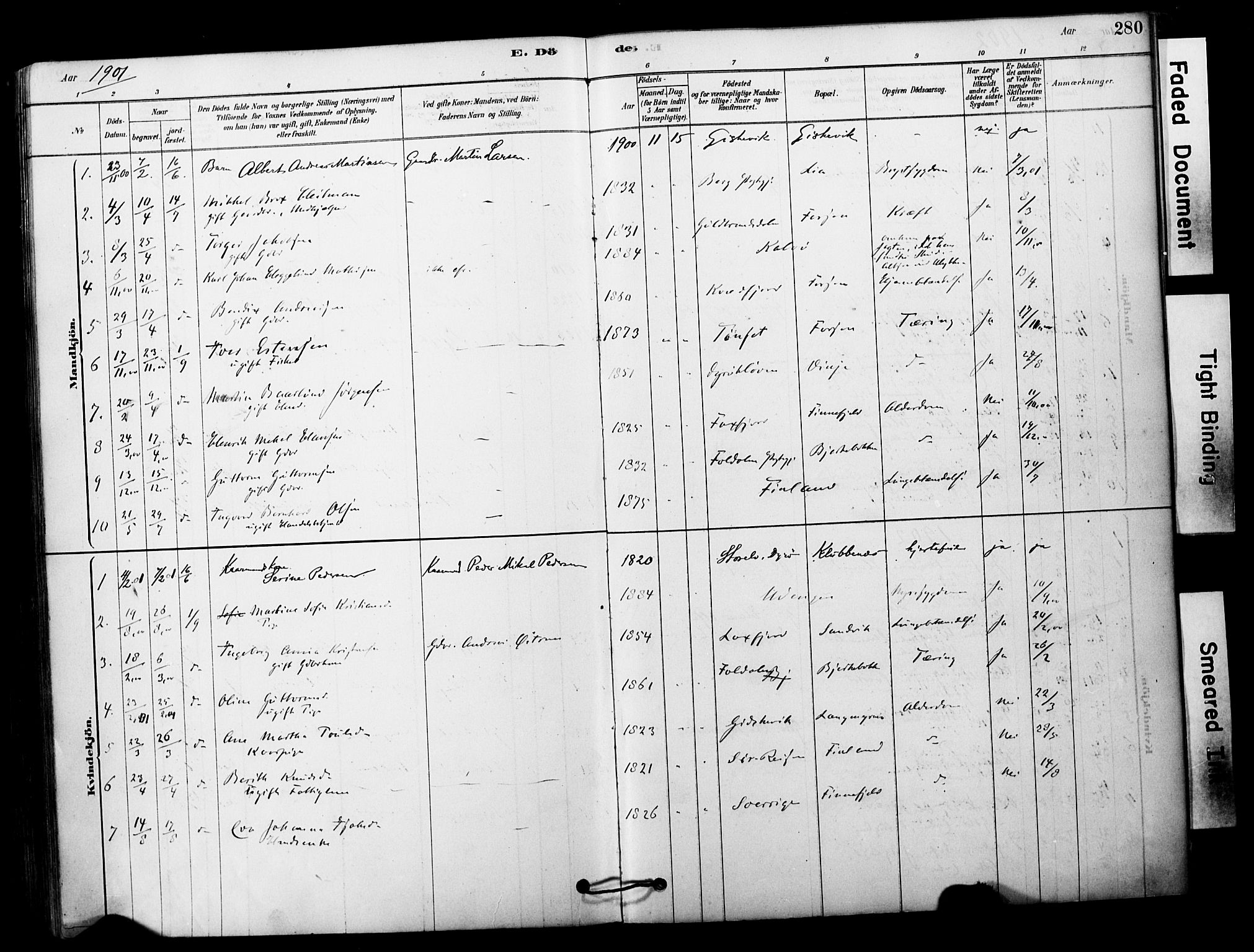 Tranøy sokneprestkontor, SATØ/S-1313/I/Ia/Iaa/L0011kirke: Parish register (official) no. 11, 1878-1904, p. 280