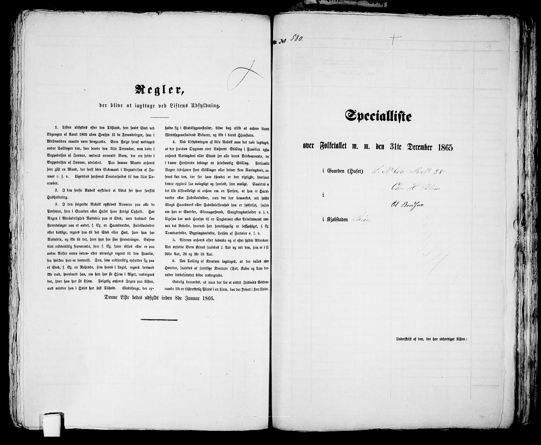 RA, 1865 census for Skien, 1865, p. 1190